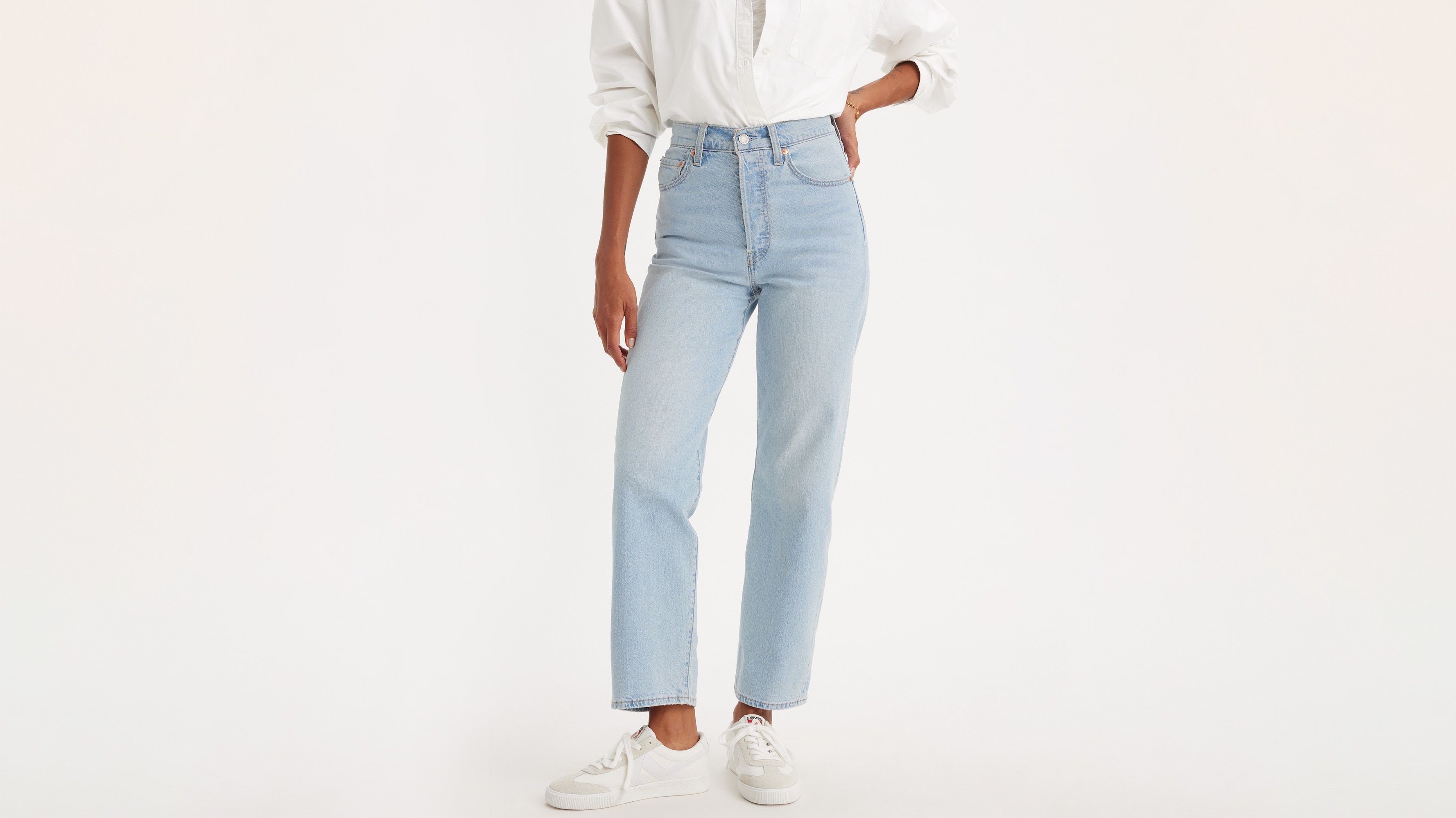 Levi's Ribcage Straight Ankle Performance Cool Women's Jeans 25x29 In Blue Popsicle