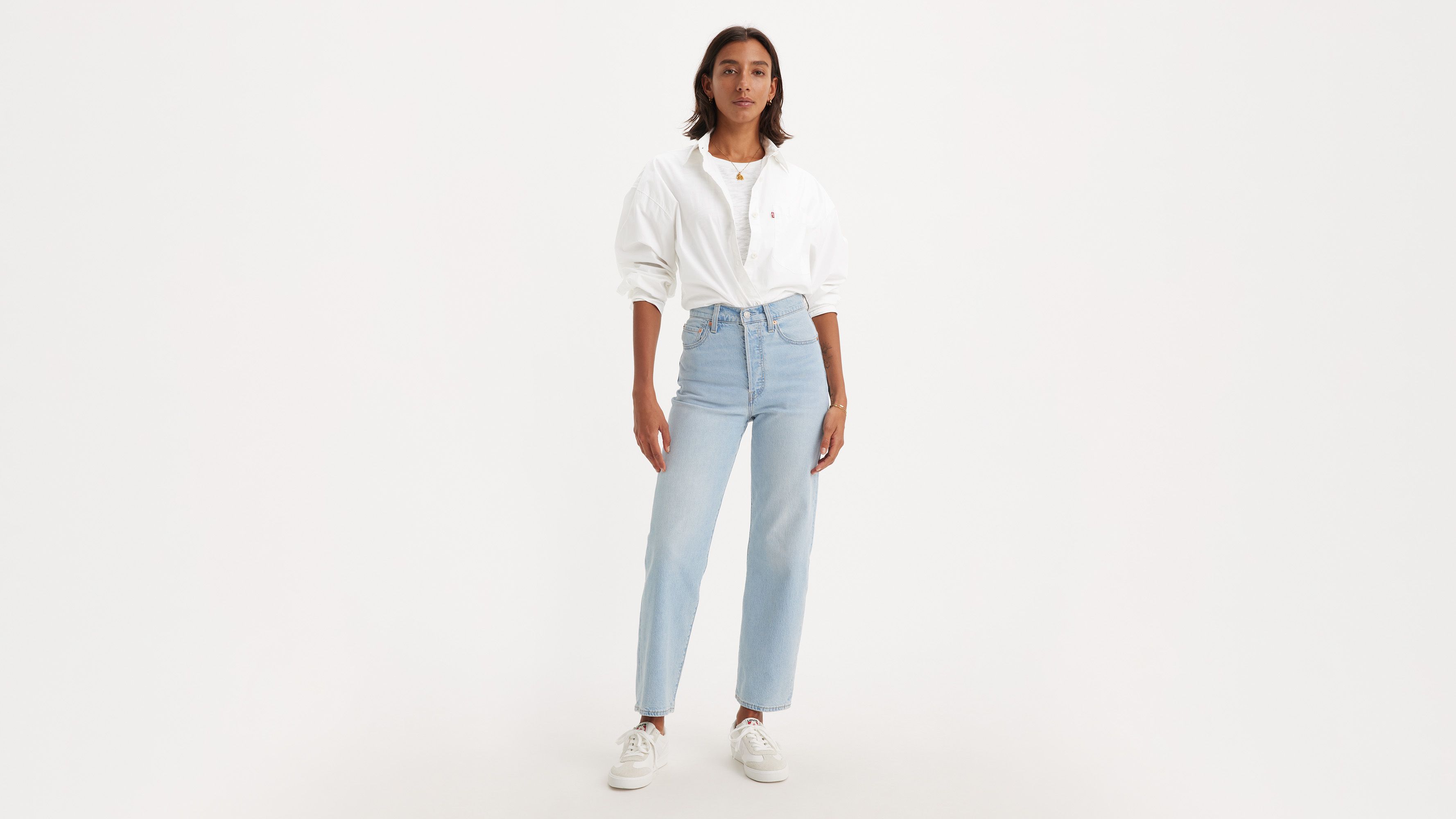 Levi's Ribcage Straight Ankle Performance Cool Women's Jeans 25x29 In Blue Popsicle
