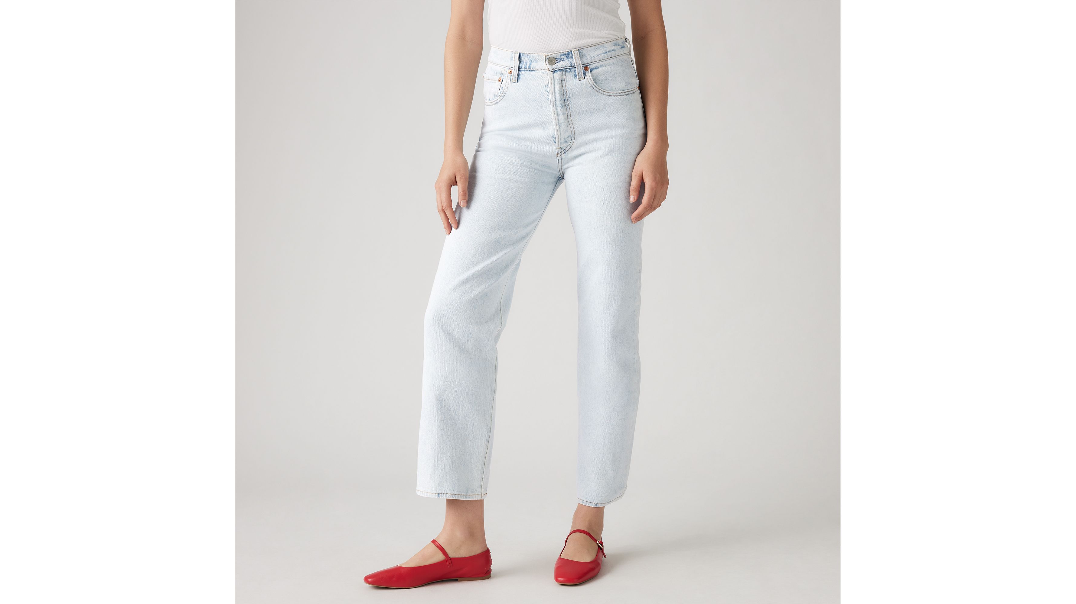 Shop Levi's Ribcage Straight Ankle Women's Jeans 32x27 In Be Frayed
