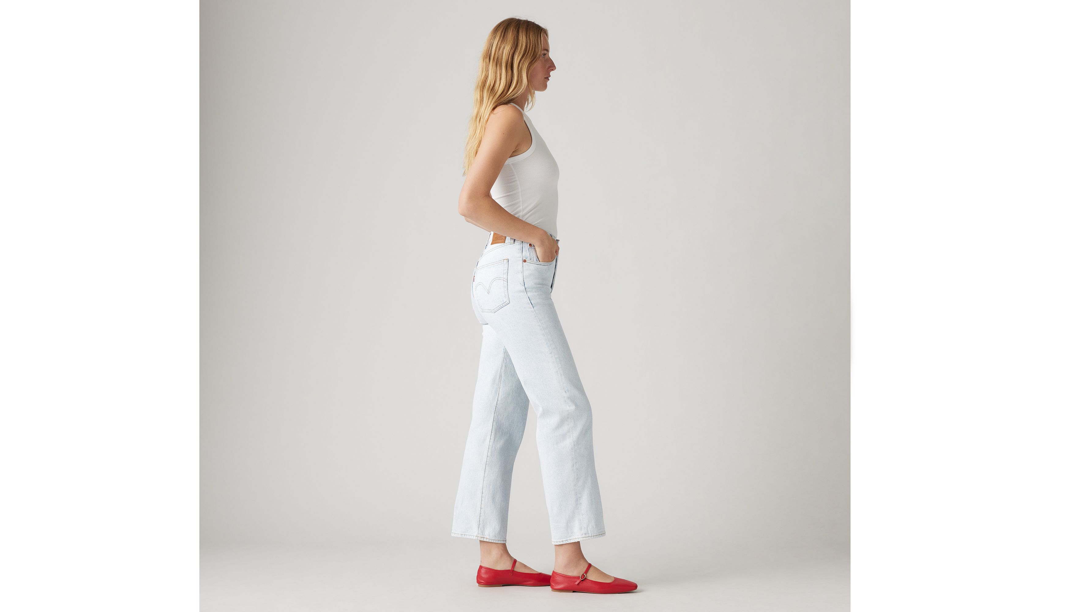 Shop Levi's Ribcage Straight Ankle Women's Jeans 32x27 In Be Frayed