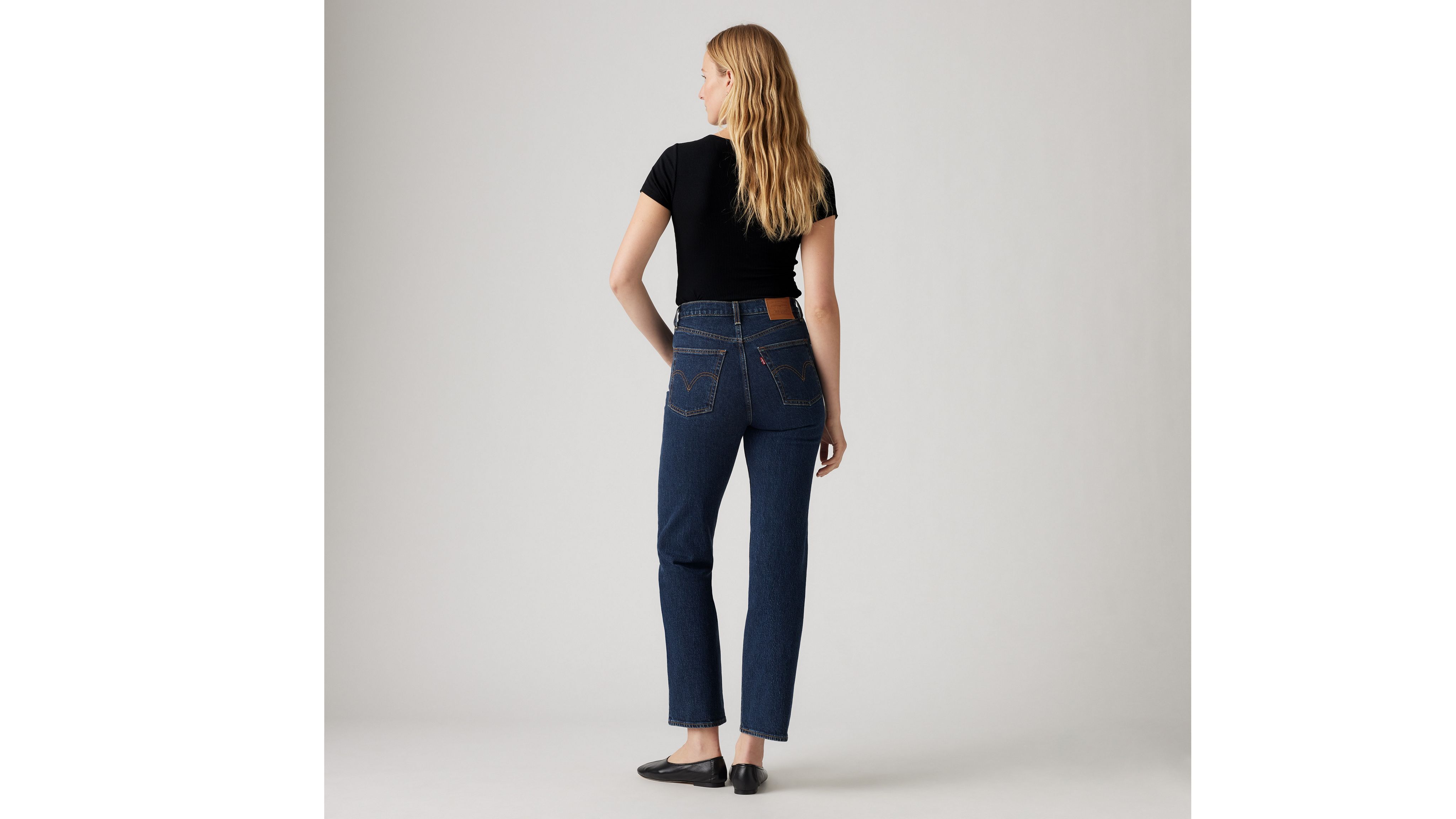Levi's Ribcage Straight ダークグレー デニム Ribcage Straight Ankle Women's Jeans - Medium Wash | Levi's® US