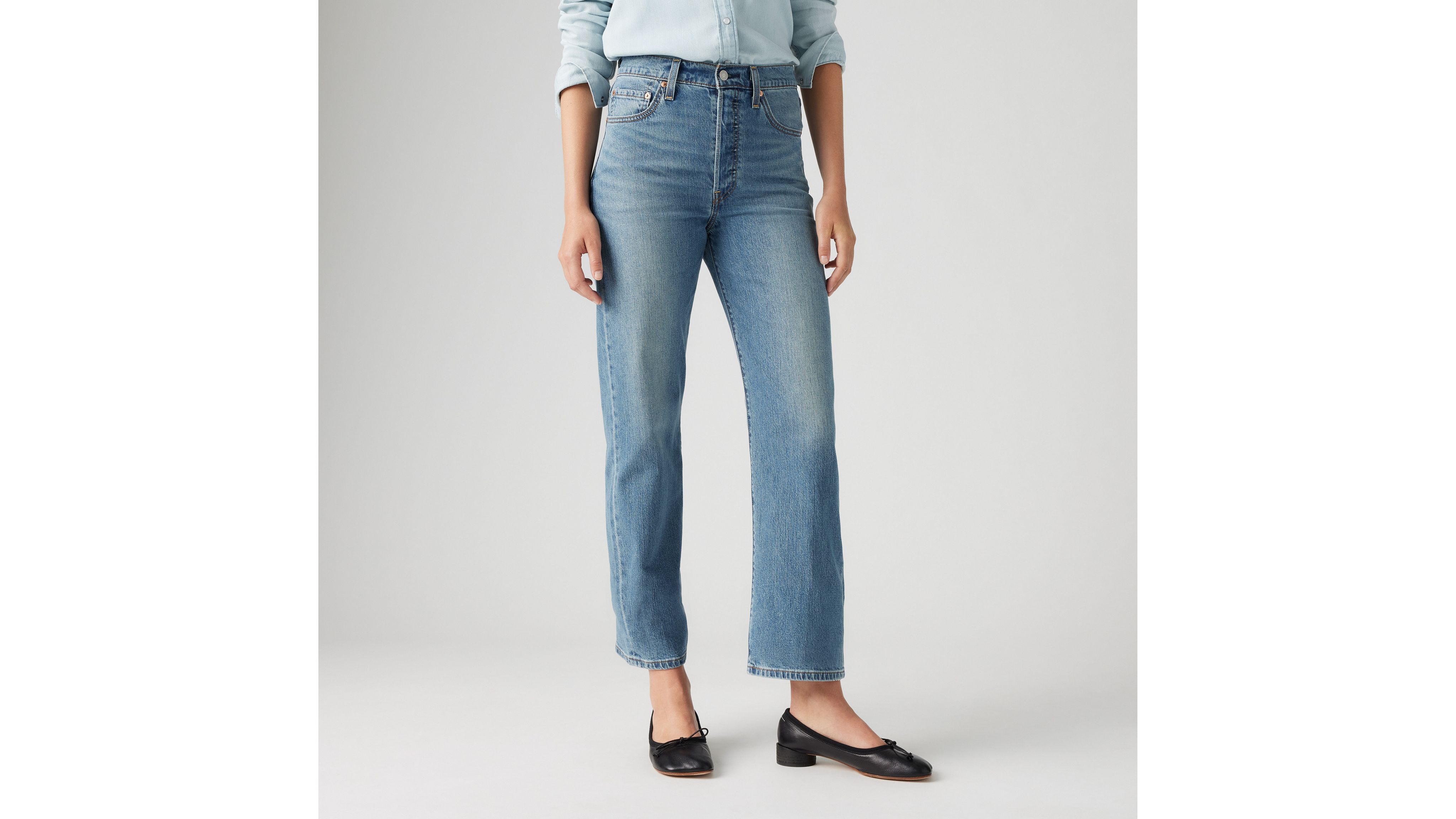 Levi's Ribcage Straight Ankle Cotton Linen Jeans In Cool Invite