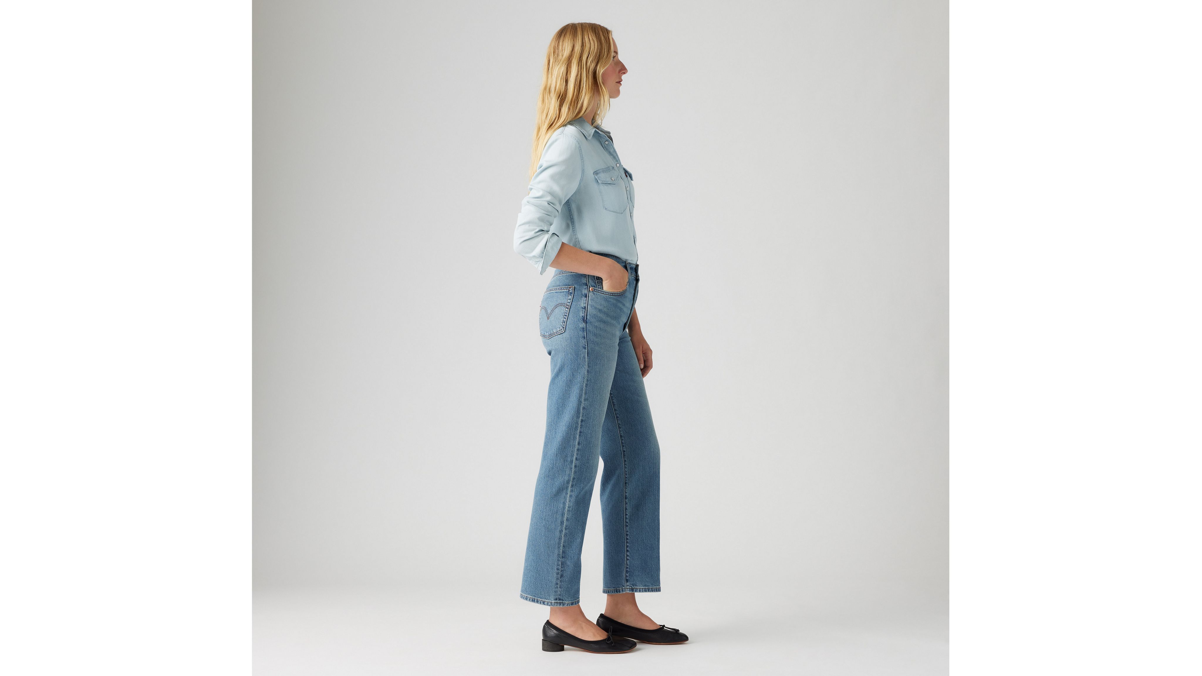 Levi's Ribcage Straight Ankle Cotton Linen Jeans In Cool Invite