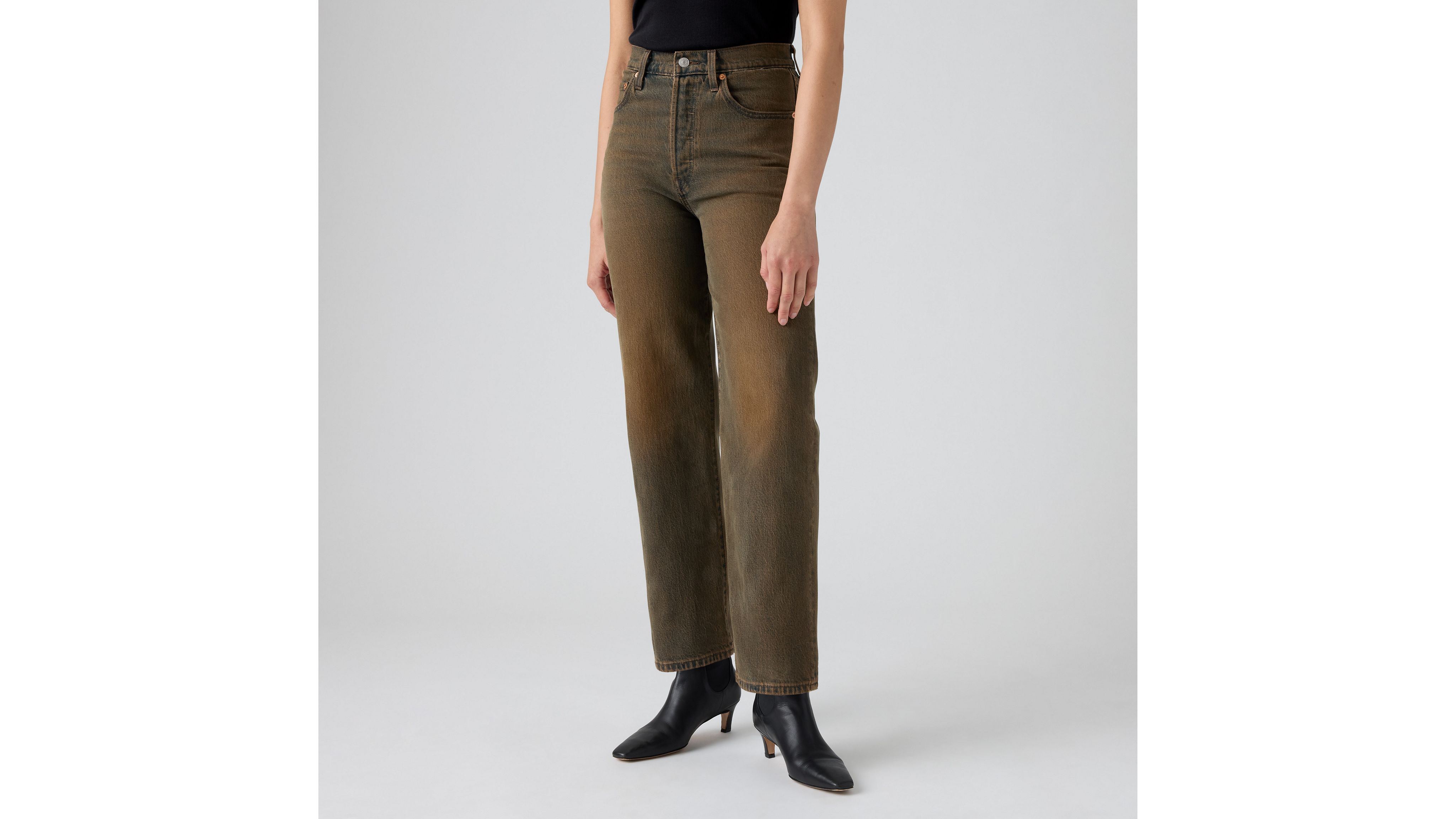 Levi's Ribcage Straight Ankle Women's Jeans 34x27 In Brown