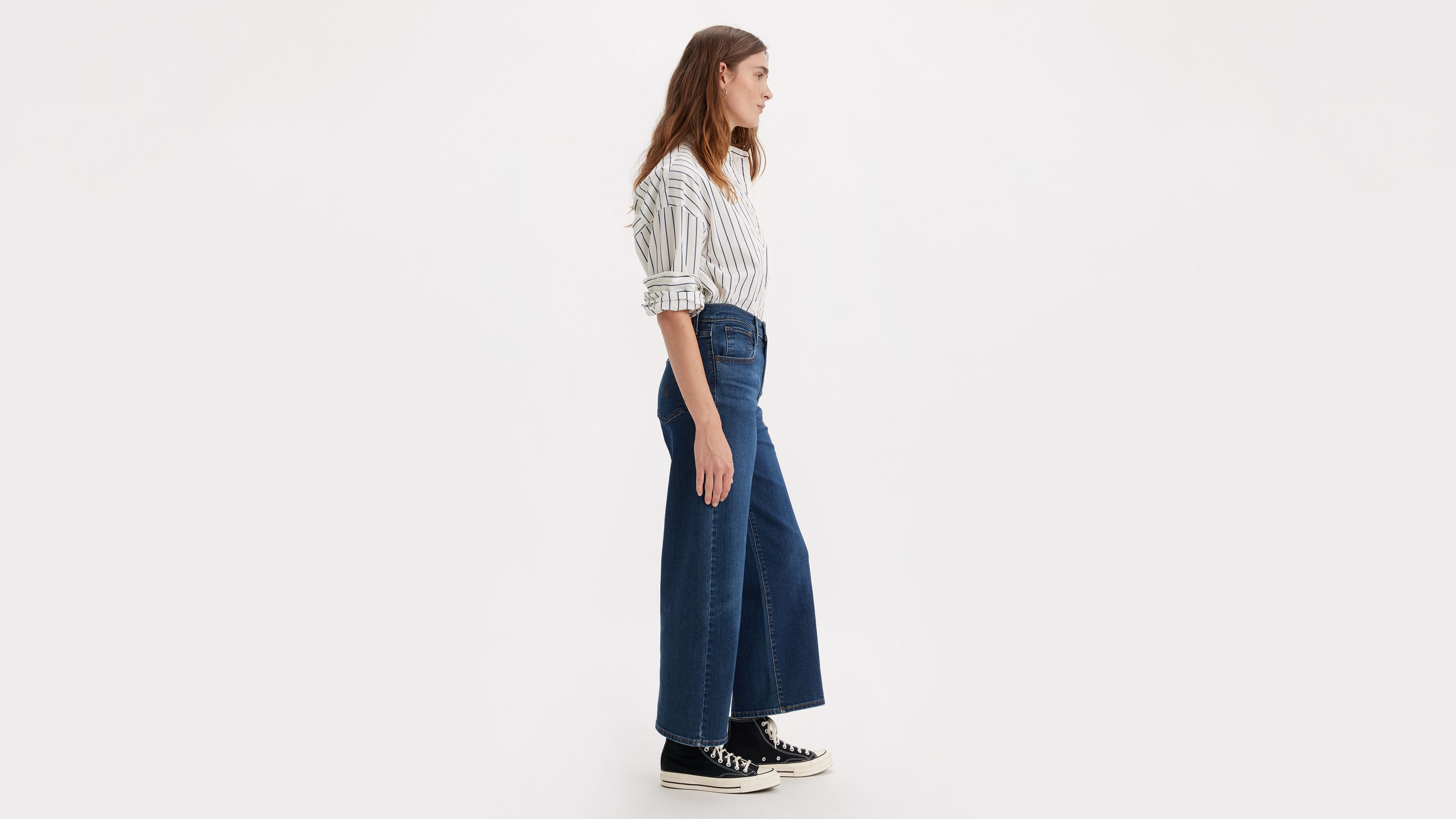 Jean Baggy Femme Taille Haute - Wide Leg Léger, Extensible, Décontracté Pour Voyage Et Travail