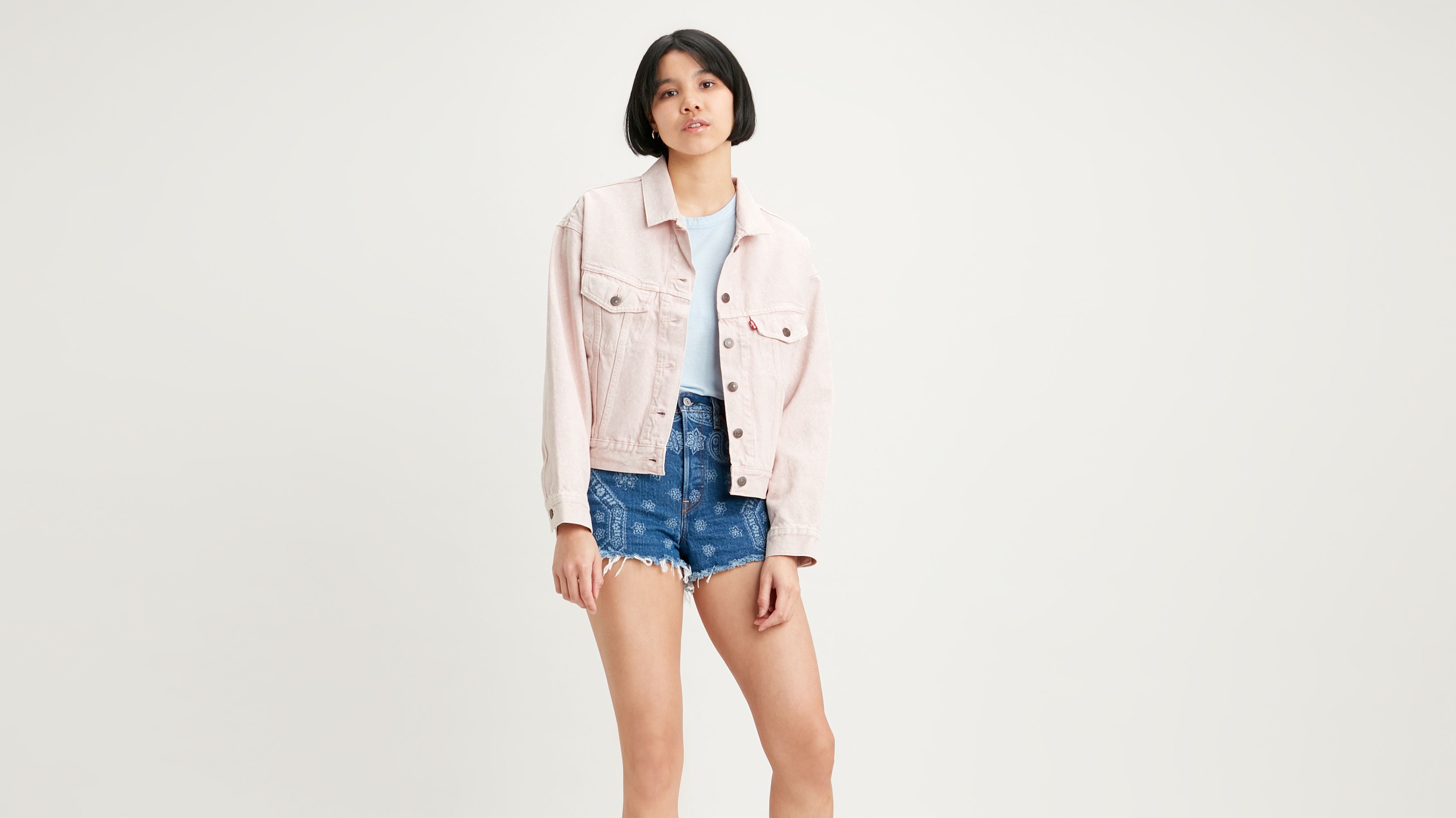 pink levi denim jacket