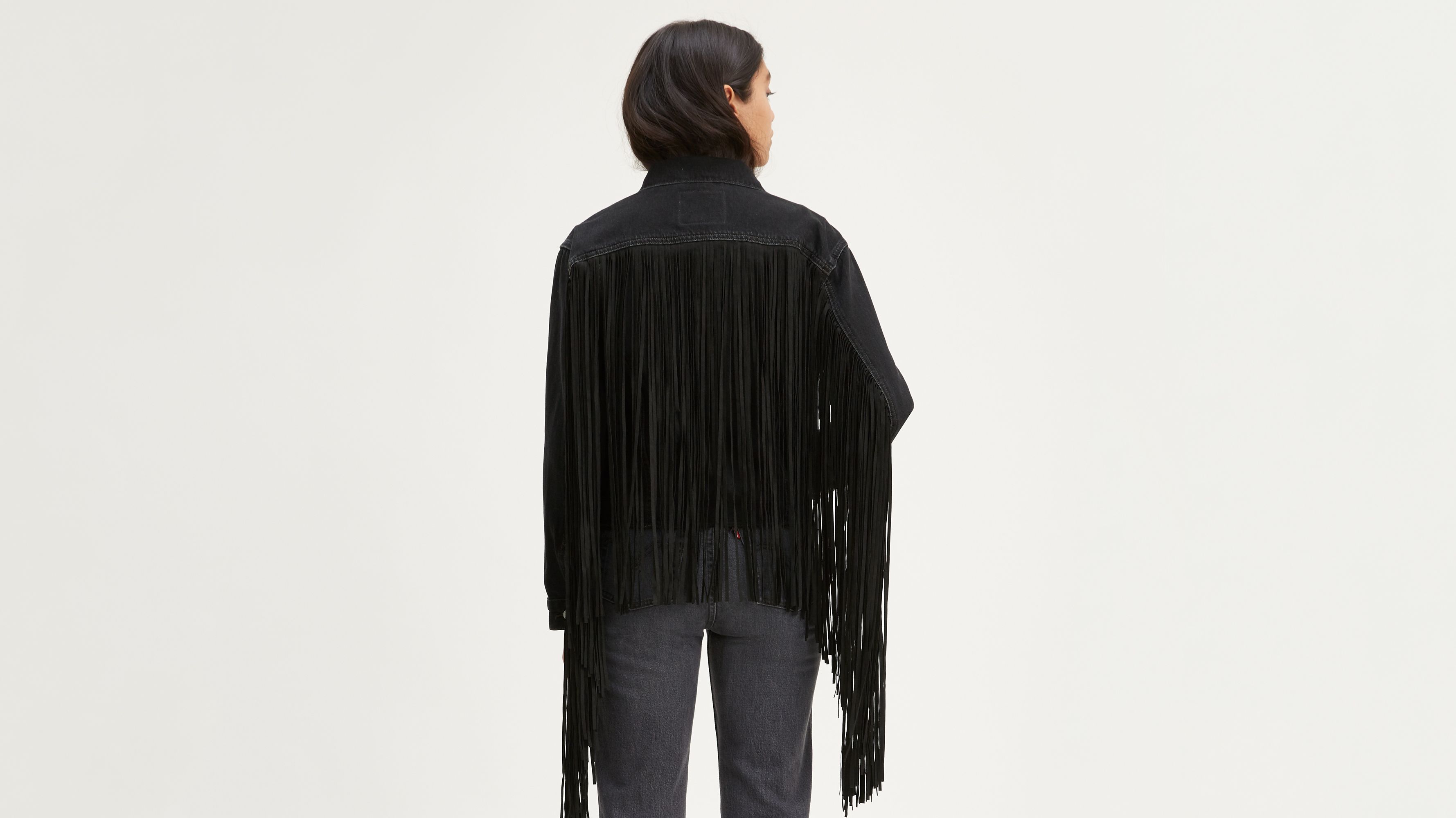 Ex-boyfriend Fringe Trucker Jacket - Black | Levi's® US