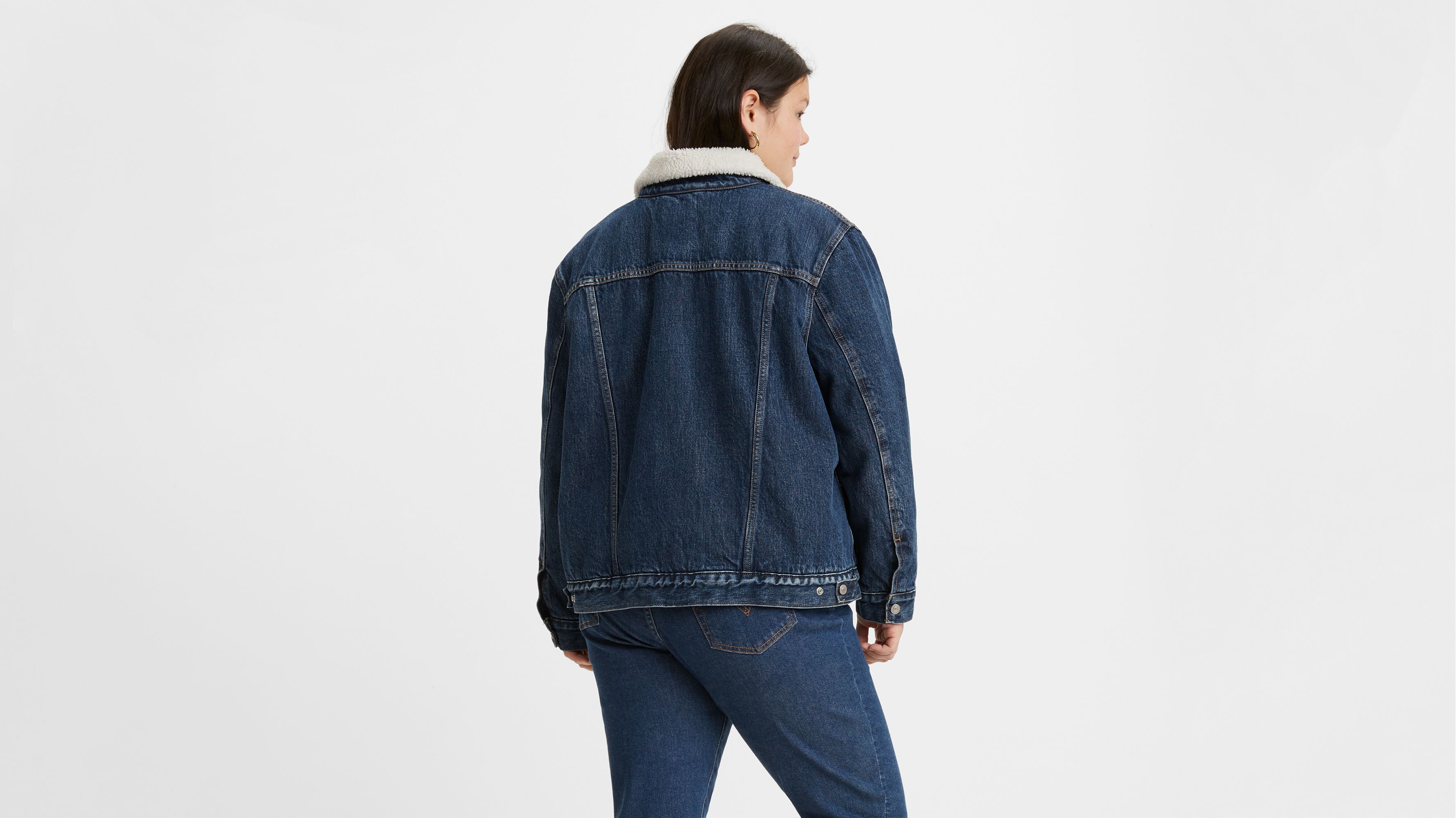 Ex Boyfriend Sherpa Trucker Jacket (Plus Size) 2