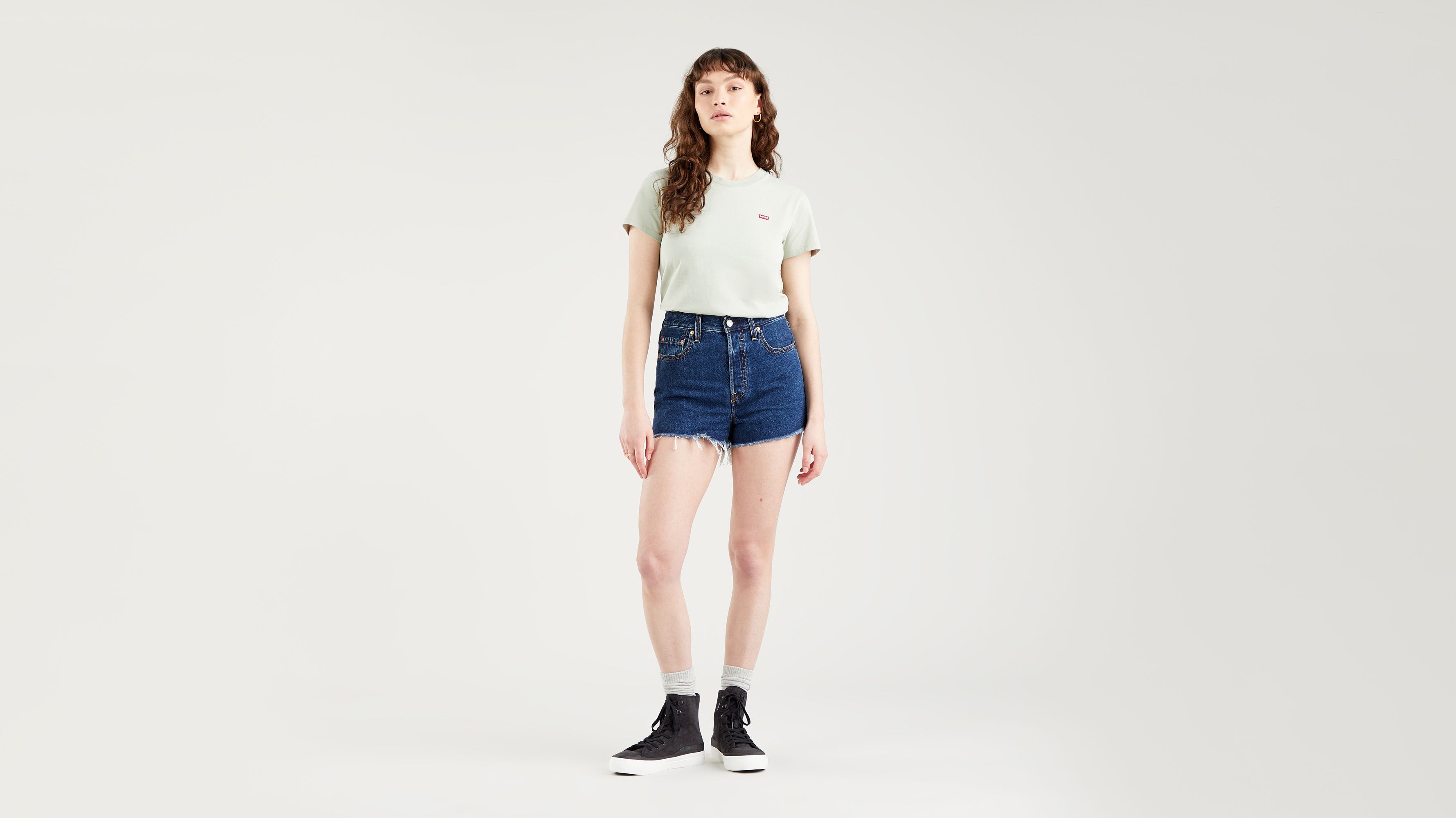 levi's ribcage shorts white