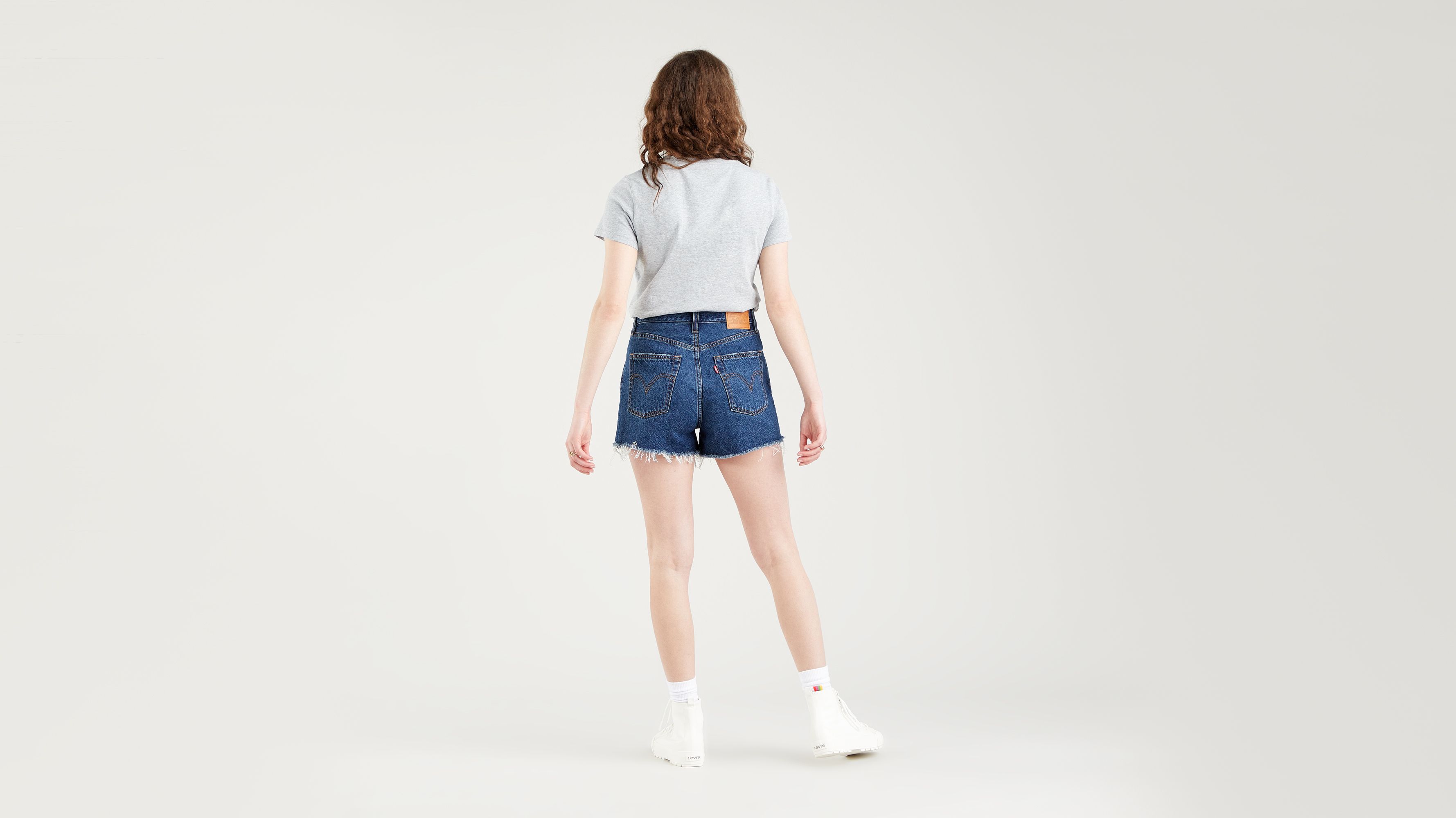 levi's white ribcage shorts