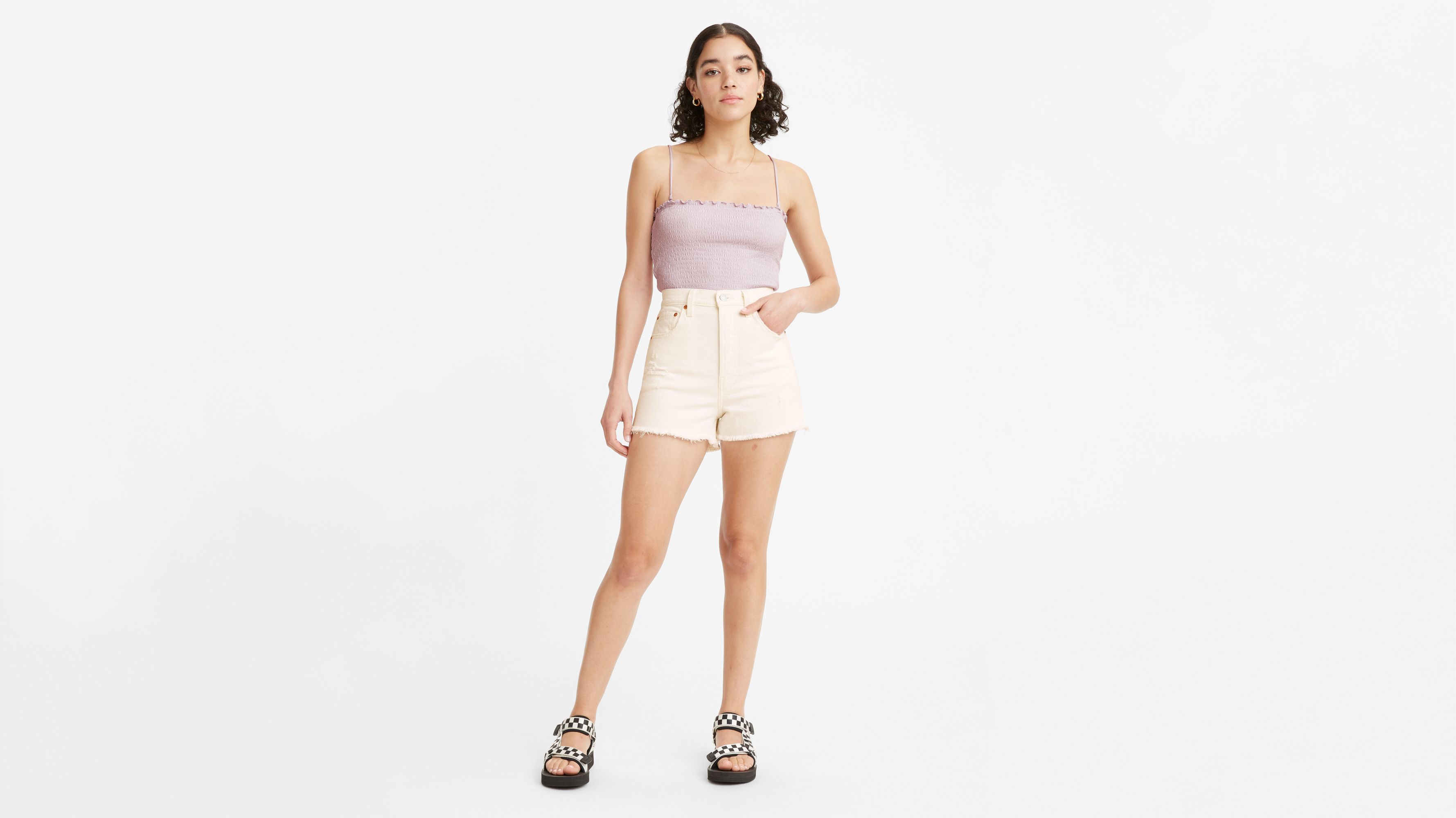 Levi's womens sale white denim shorts