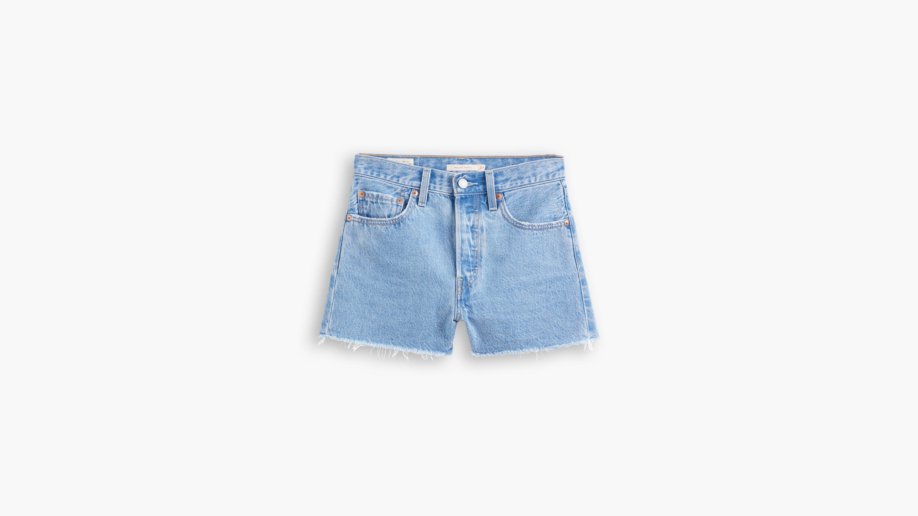 Pleated Ribcage Women's Shorts - Light Wash