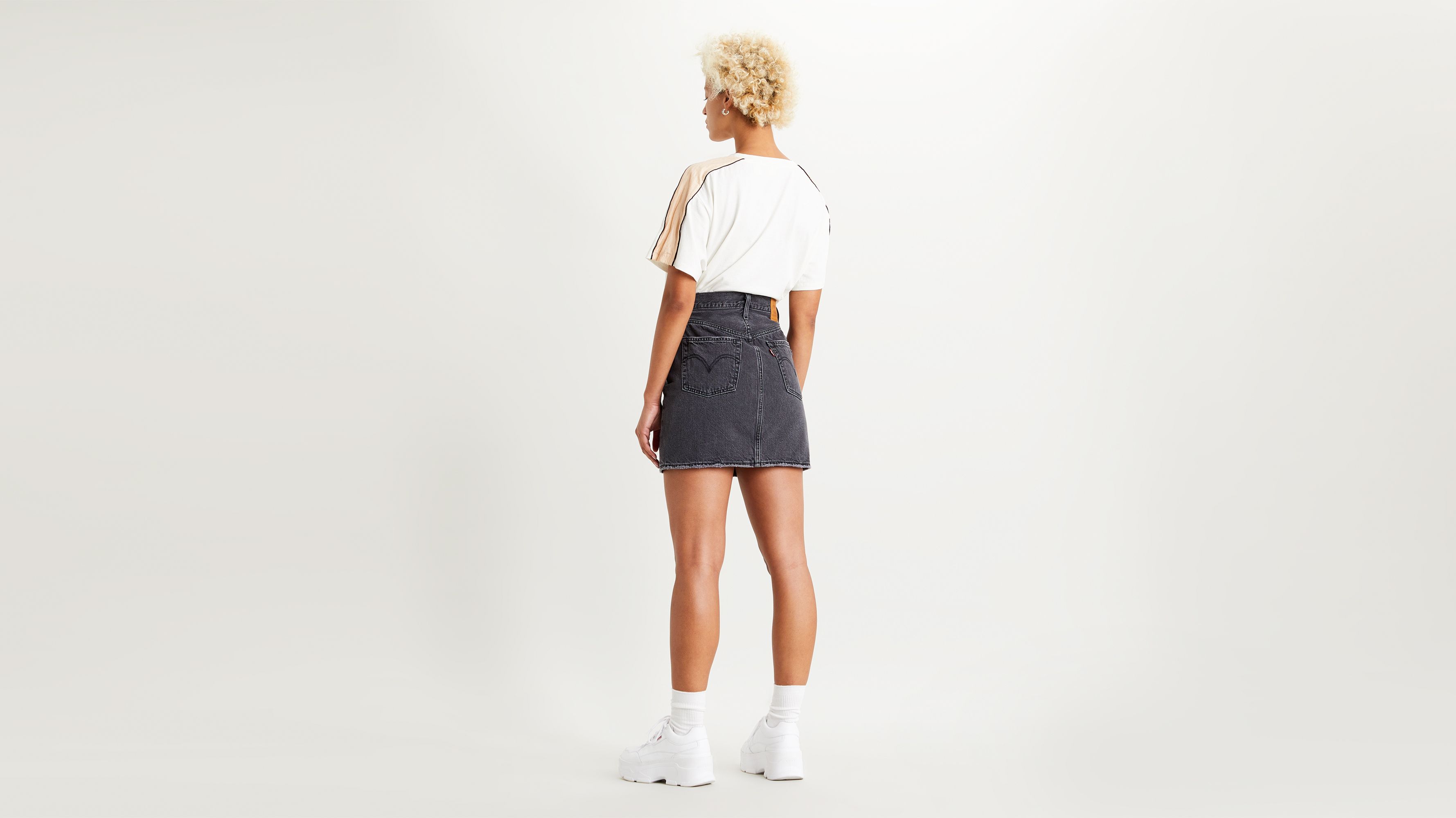 High Waisted Denim Skirt with Button Fly 3