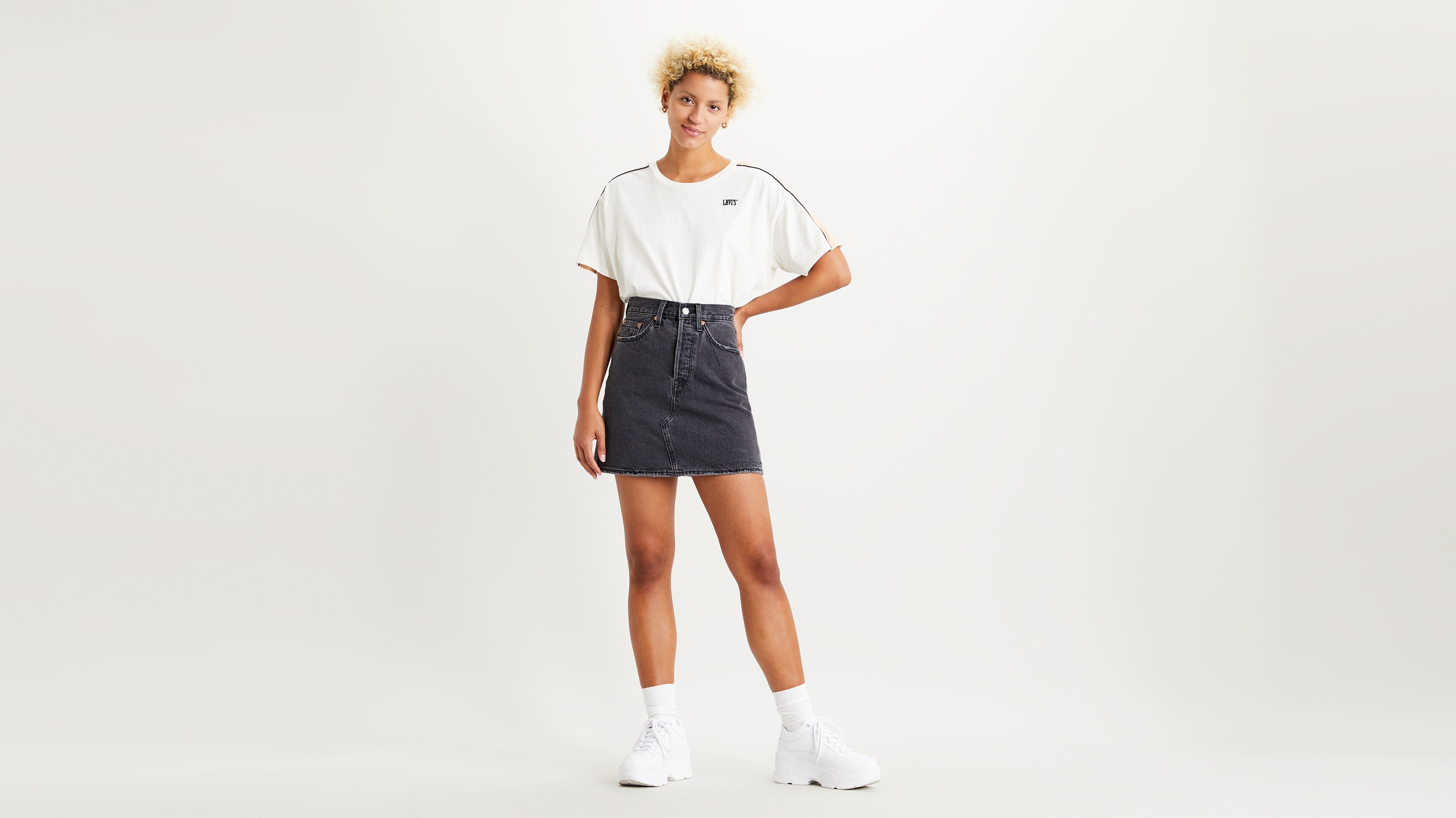 Top 74+ imagen levi’s high rise deconstructed skirt black