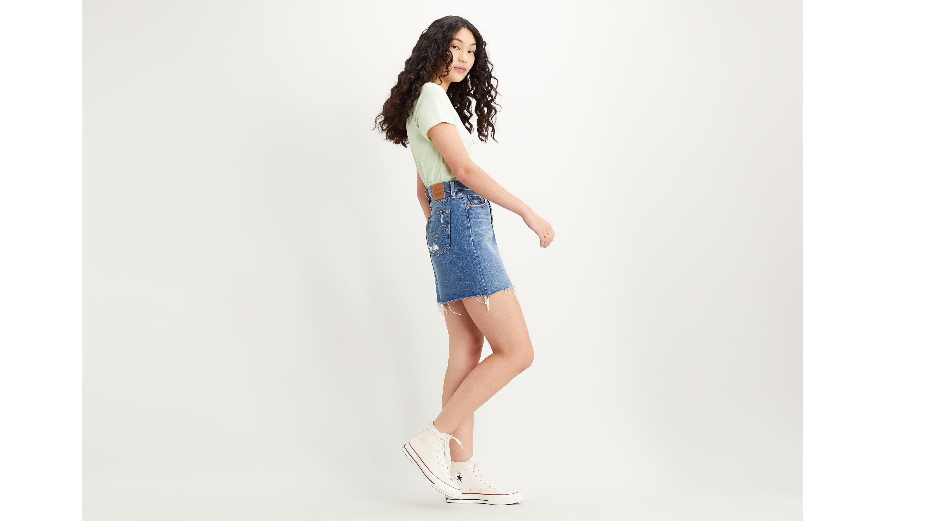 【in a row】Light Low Denim Skirt High Rise Deconstructed Iconic Skirt - Blue | Levi's® NL