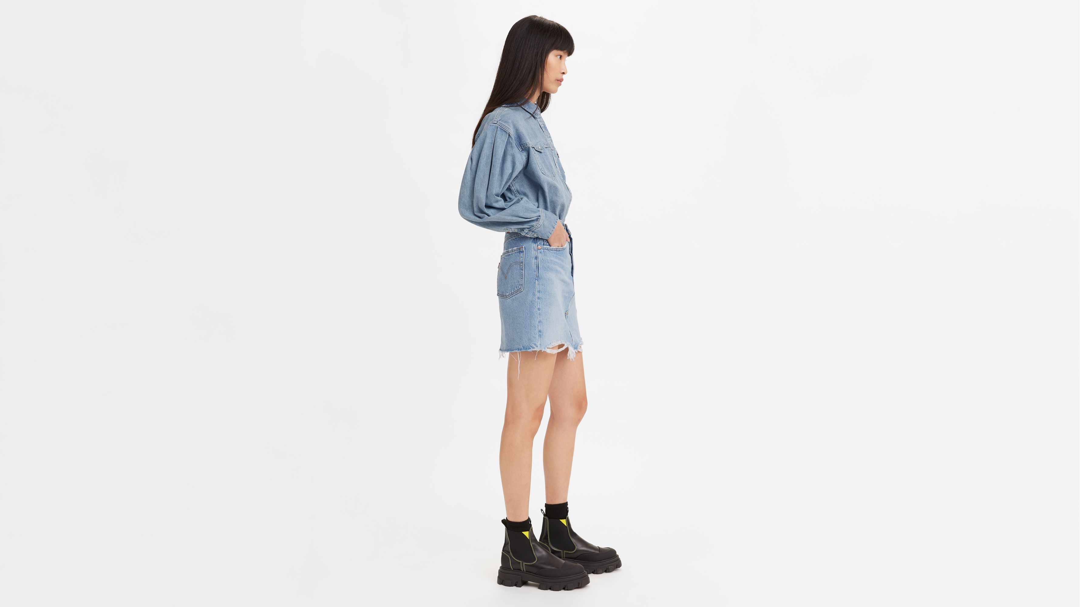 High Rise Deconstructed Denim Women's Skirt 2