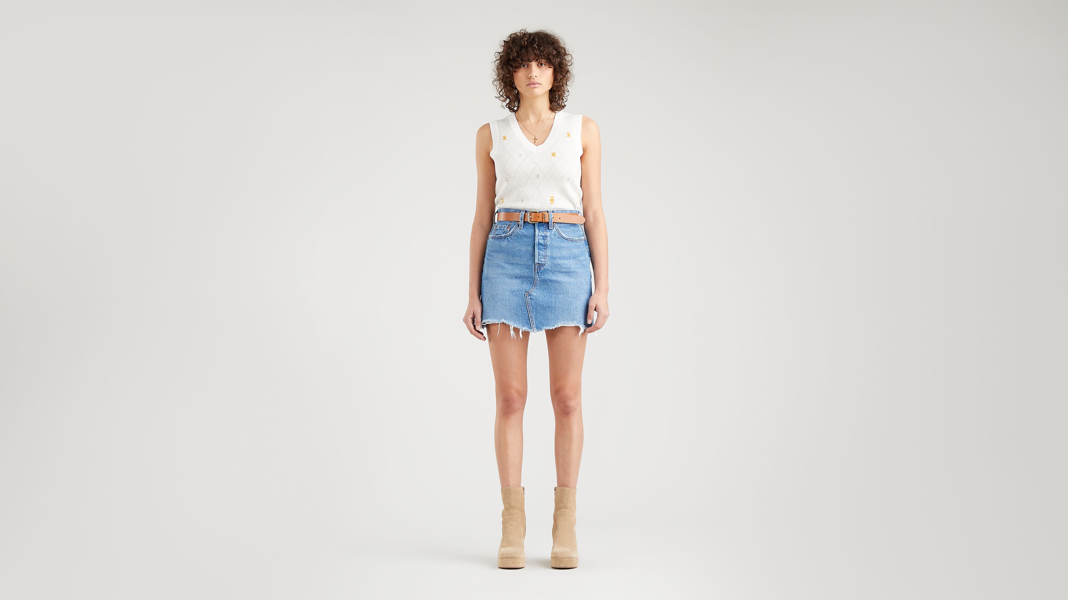 High Rise Deconstructed Iconic Skirt Blue Levis® Xk