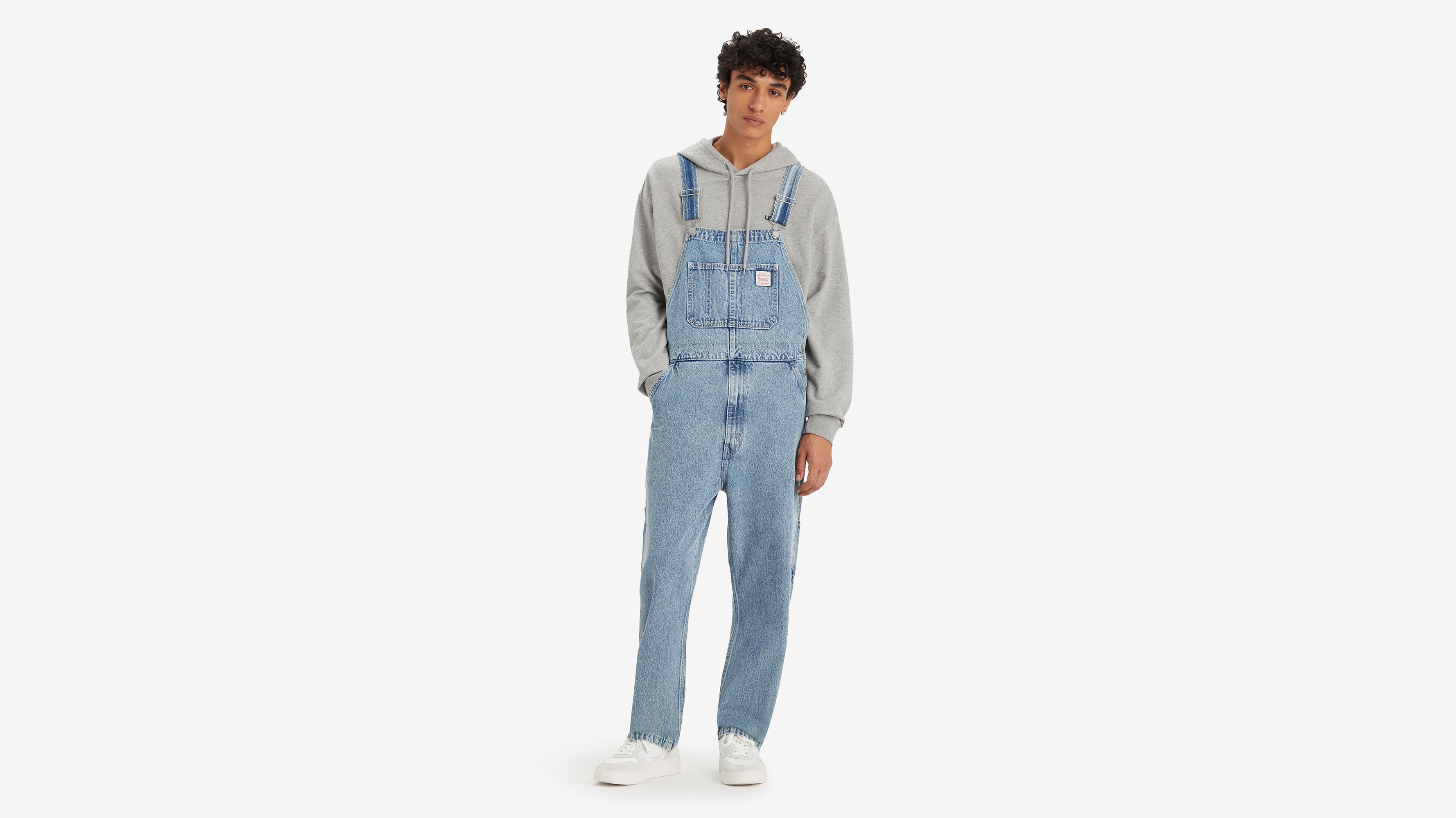 Red denim best sale overalls mens