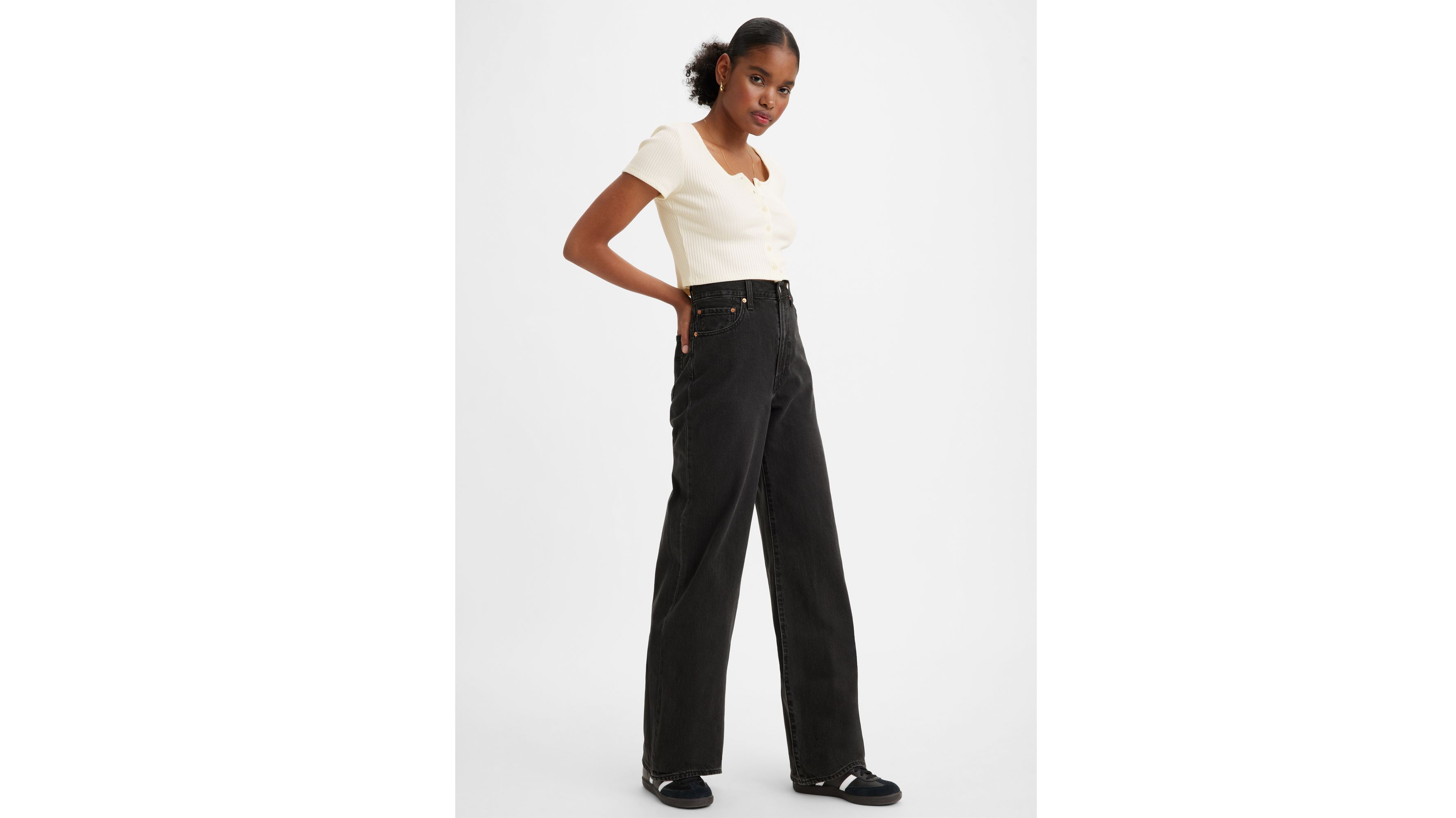 Levi's Ribcage wide leg jeans in black