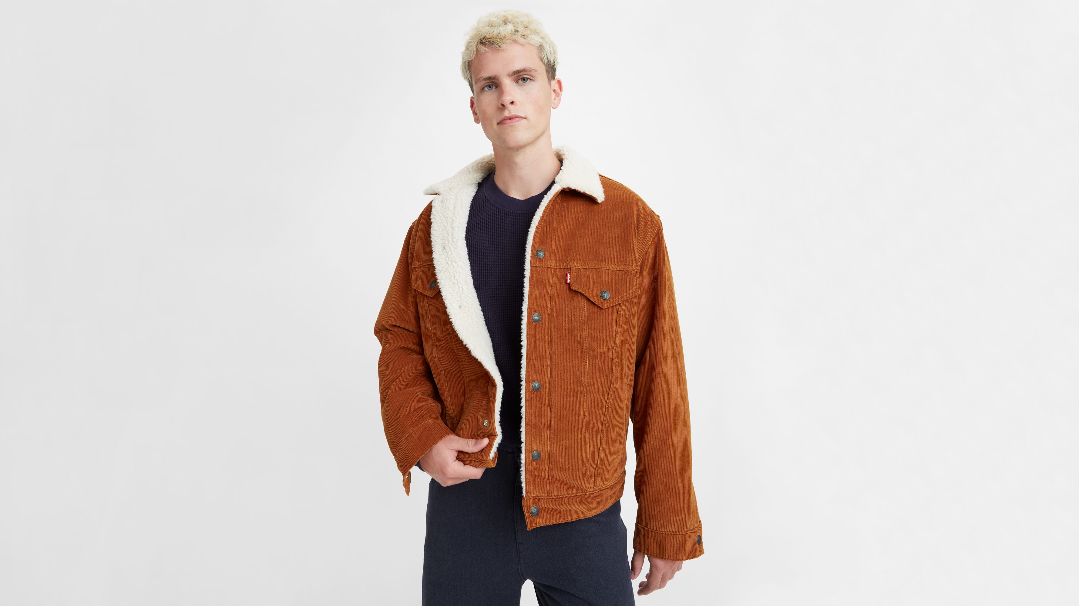 Corduroy Vintage Fit Sherpa Trucker Jacket - Orange | Levi's® US