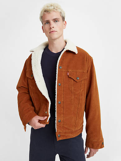 Corduroy Vintage Fit Sherpa Trucker Jacket - Orange | Levi's® US