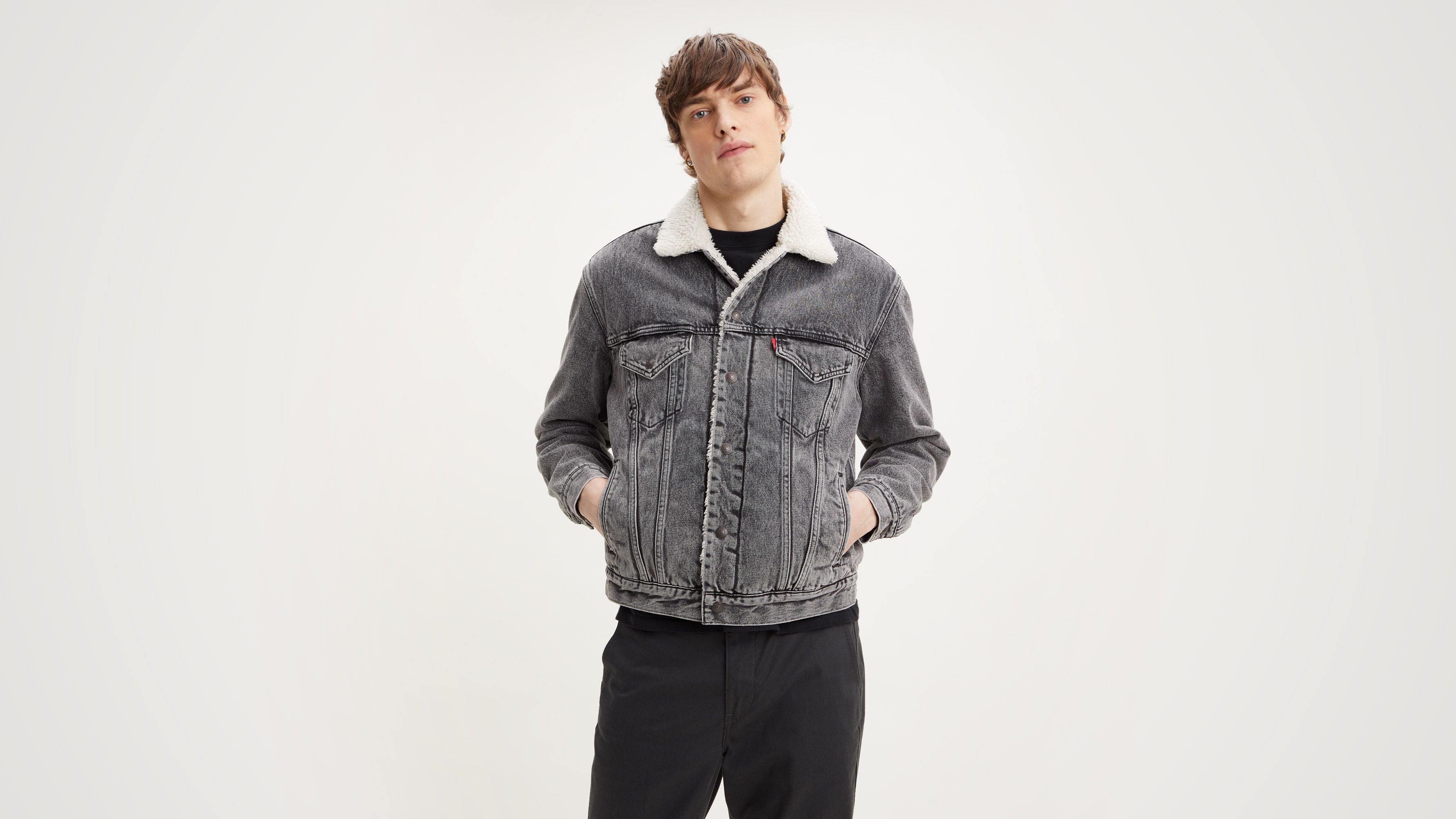 Vintage Relaxed Fit Sherpa Trucker Jacket - Grey | Levi's® US