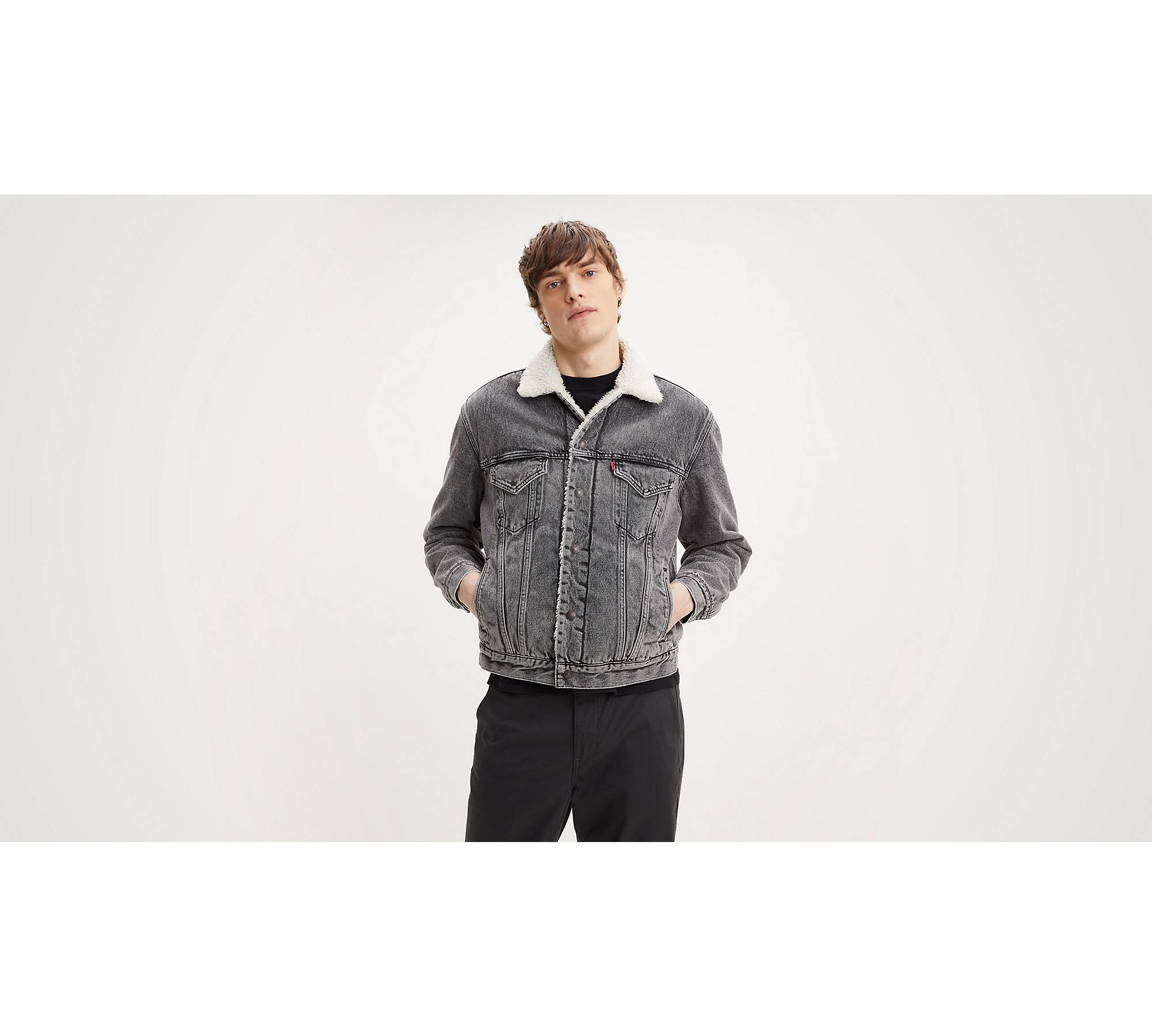 Vintage Relaxed Fit Sherpa Trucker Jacket - Grey | Levi's® CA