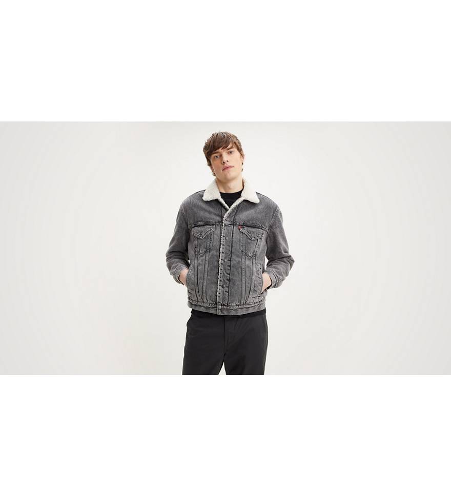 Vintage Relaxed Fit Sherpa Trucker Jacket - Grey | Levi's® US