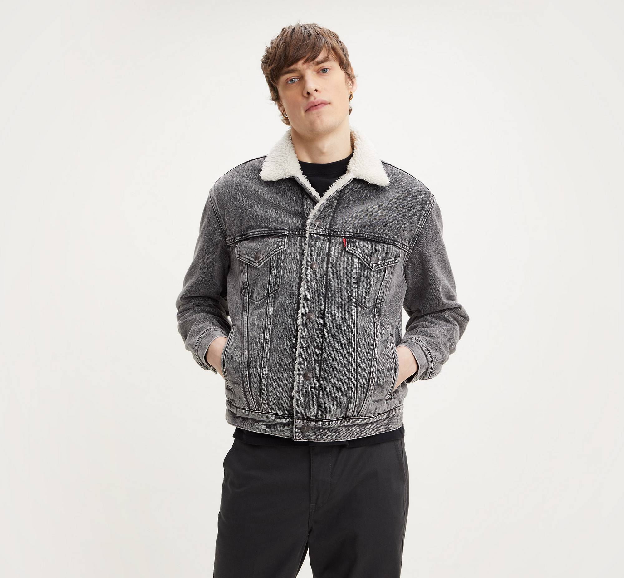 Vintage Relaxed Fit Sherpa Trucker Jacket - Grey | Levi's® US
