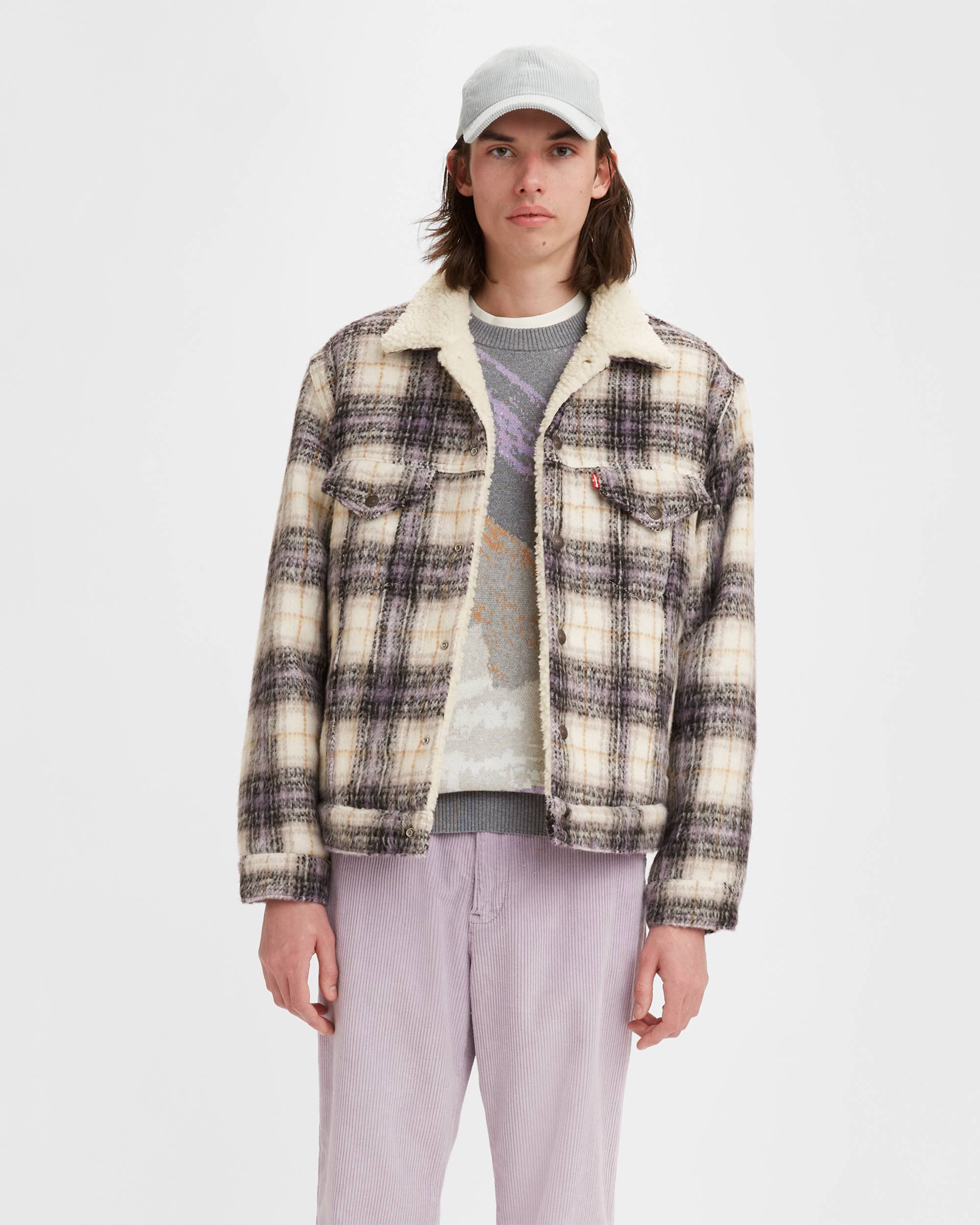 Vintage Relaxed Fit Sherpa Trucker Jacket - Multi-color Vintage Relaxed Fit Sherpa Trucker Jacket - Multi-color