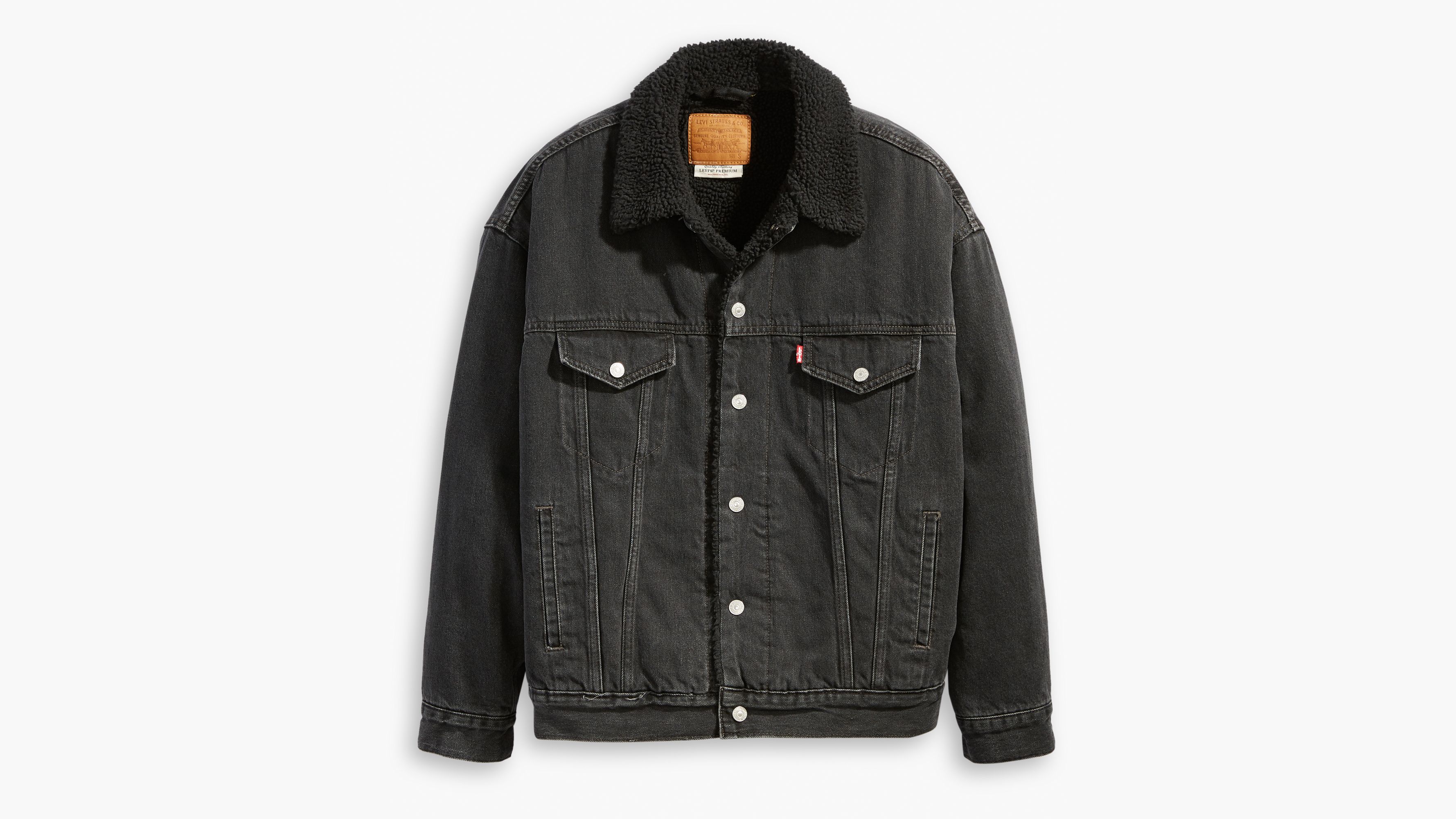 levi's sherpa denim jacket womens black