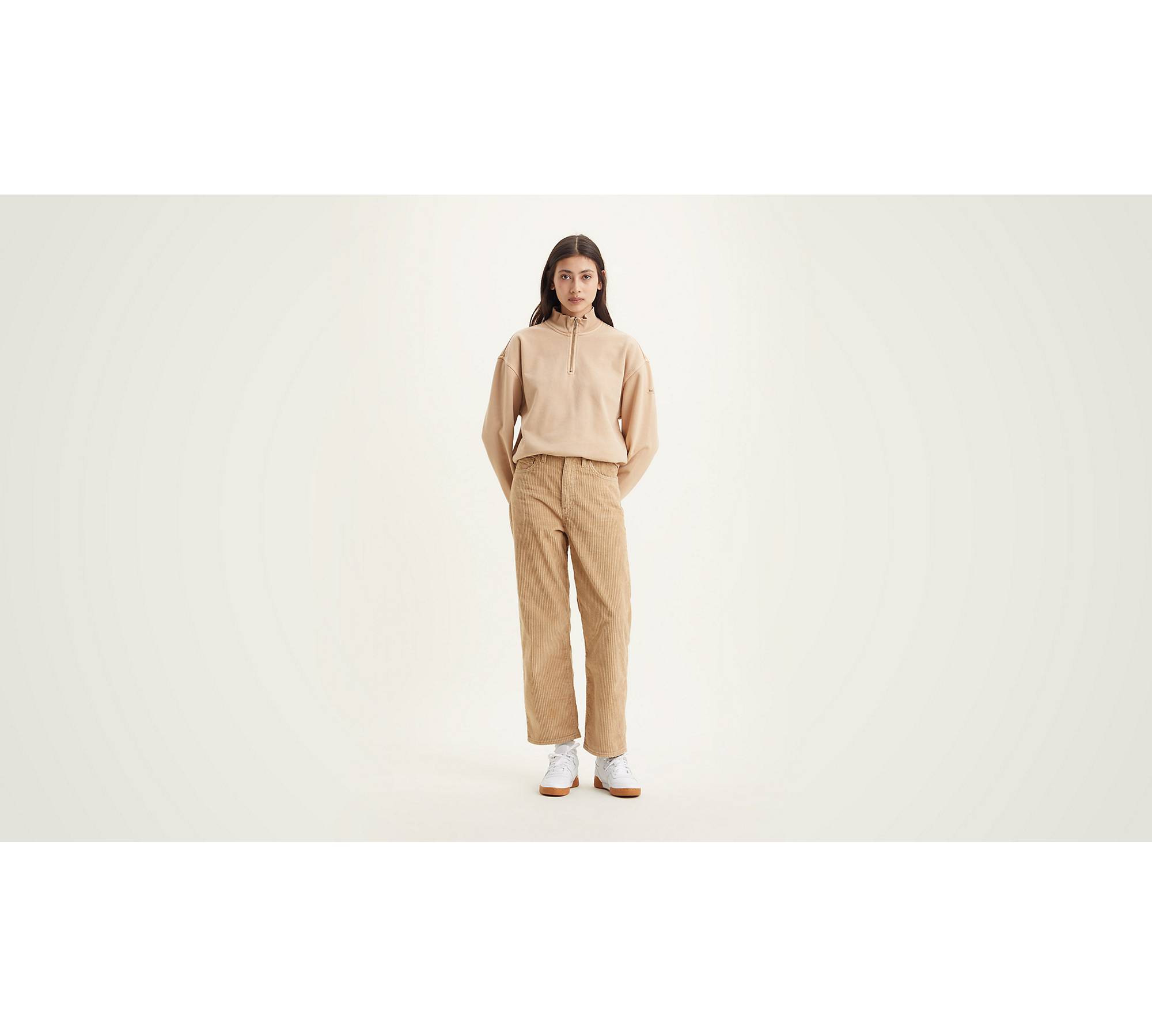 Corduroy Ribcage Straight Ankle Women's Pants - Brown