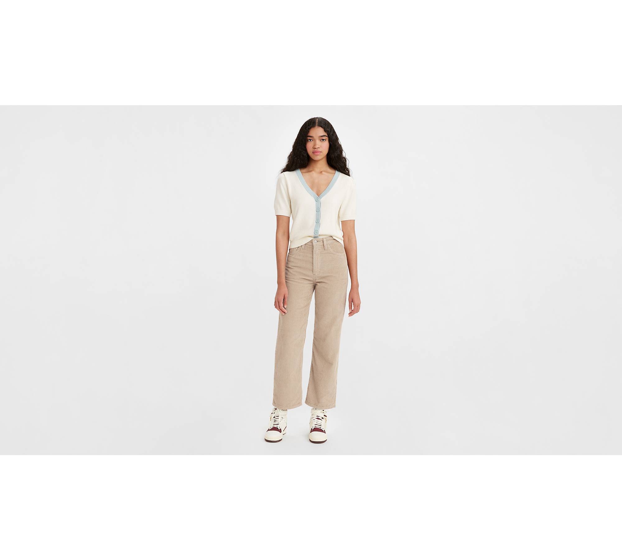 Corduroy Ribcage Straight Ankle Women's Pants - Brown | Levi's® CA