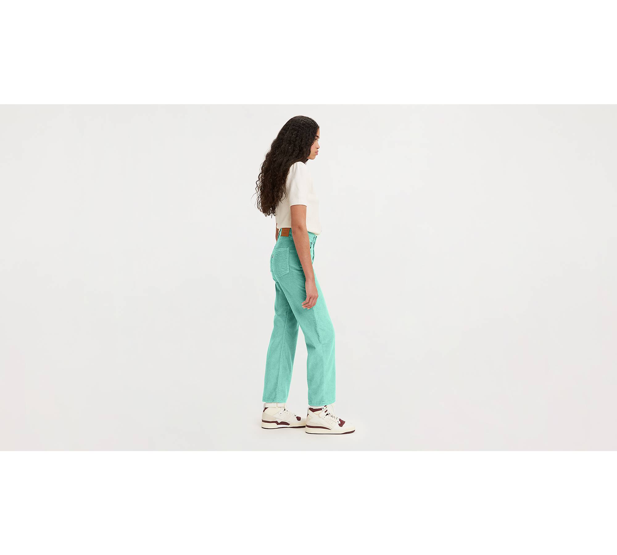 Buy Mint Green Corduroy Straight Pants Online At Best Price