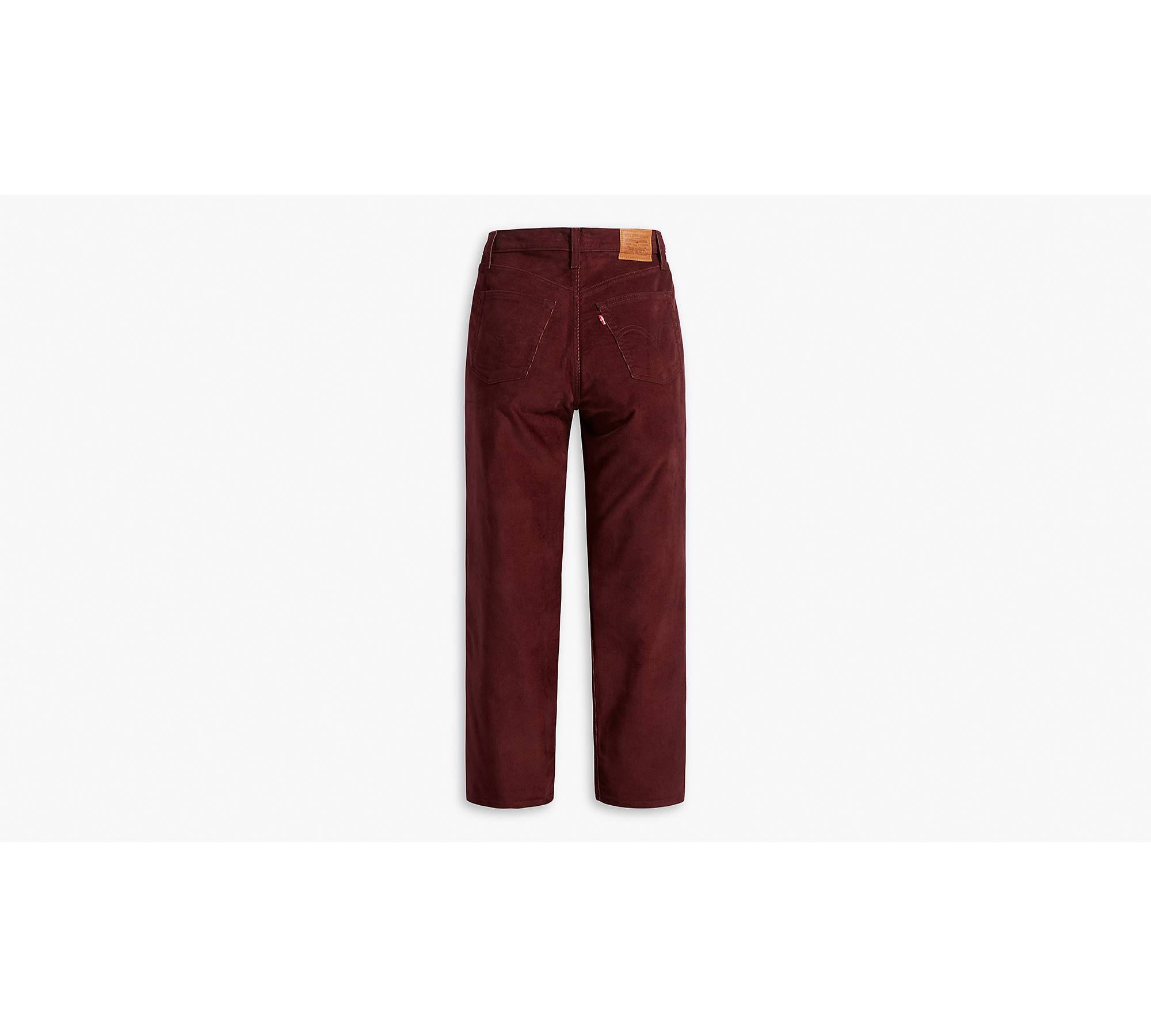 Ribcage Straight Ankle Corduroy Pants - Red
