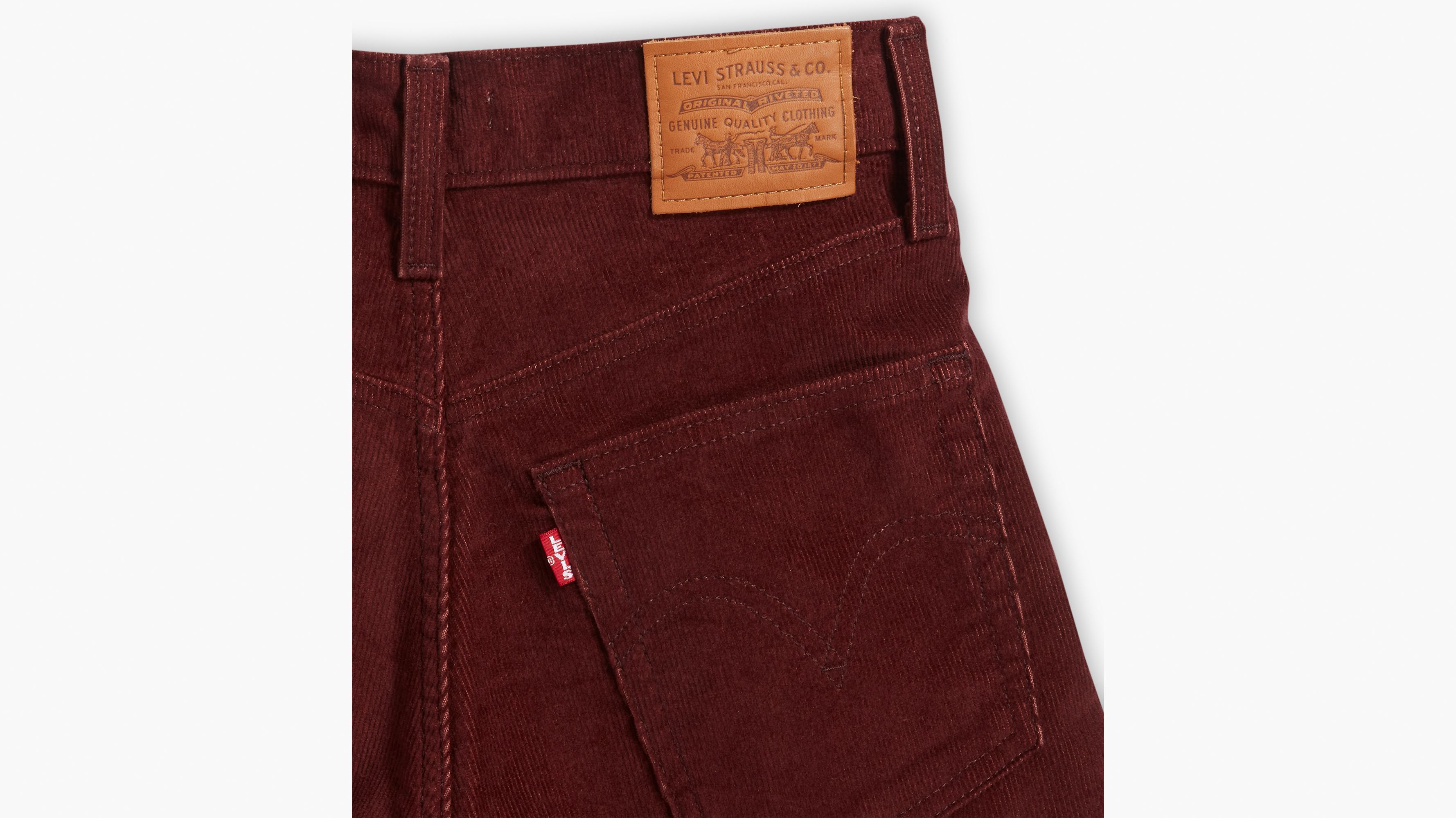 Ribcage Straight Ankle Corduroy Women's Pants - Red