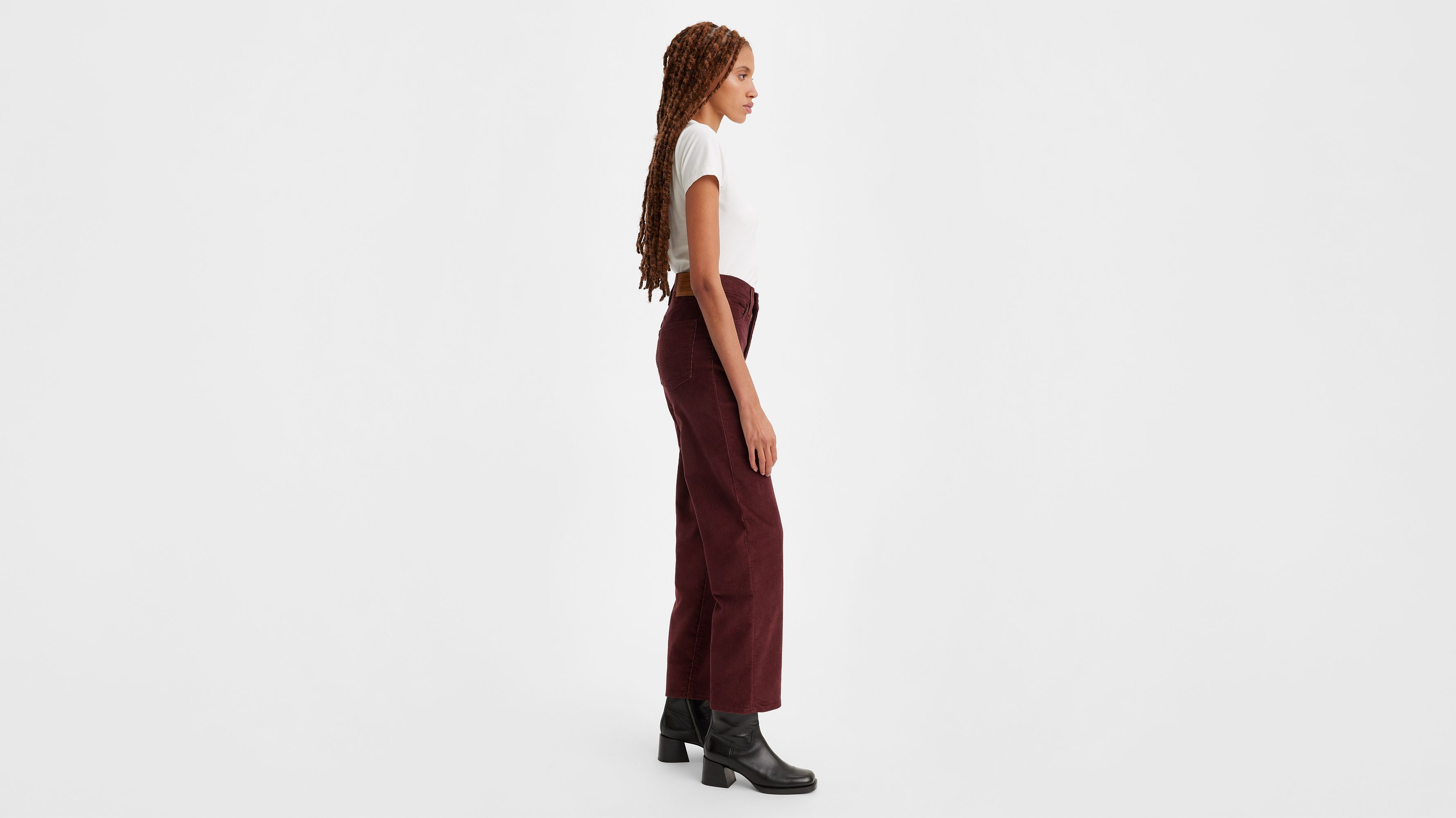 Ribcage Straight Ankle Corduroy Women's Pants - Red