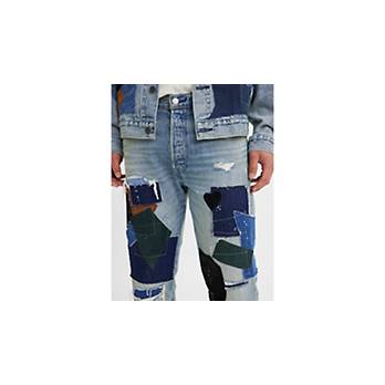 Holylion Men's Ripped Frayed Jeans Distressed Patchwork Straight Denim Pants  (Blue, XS) at  Men's Clothing store