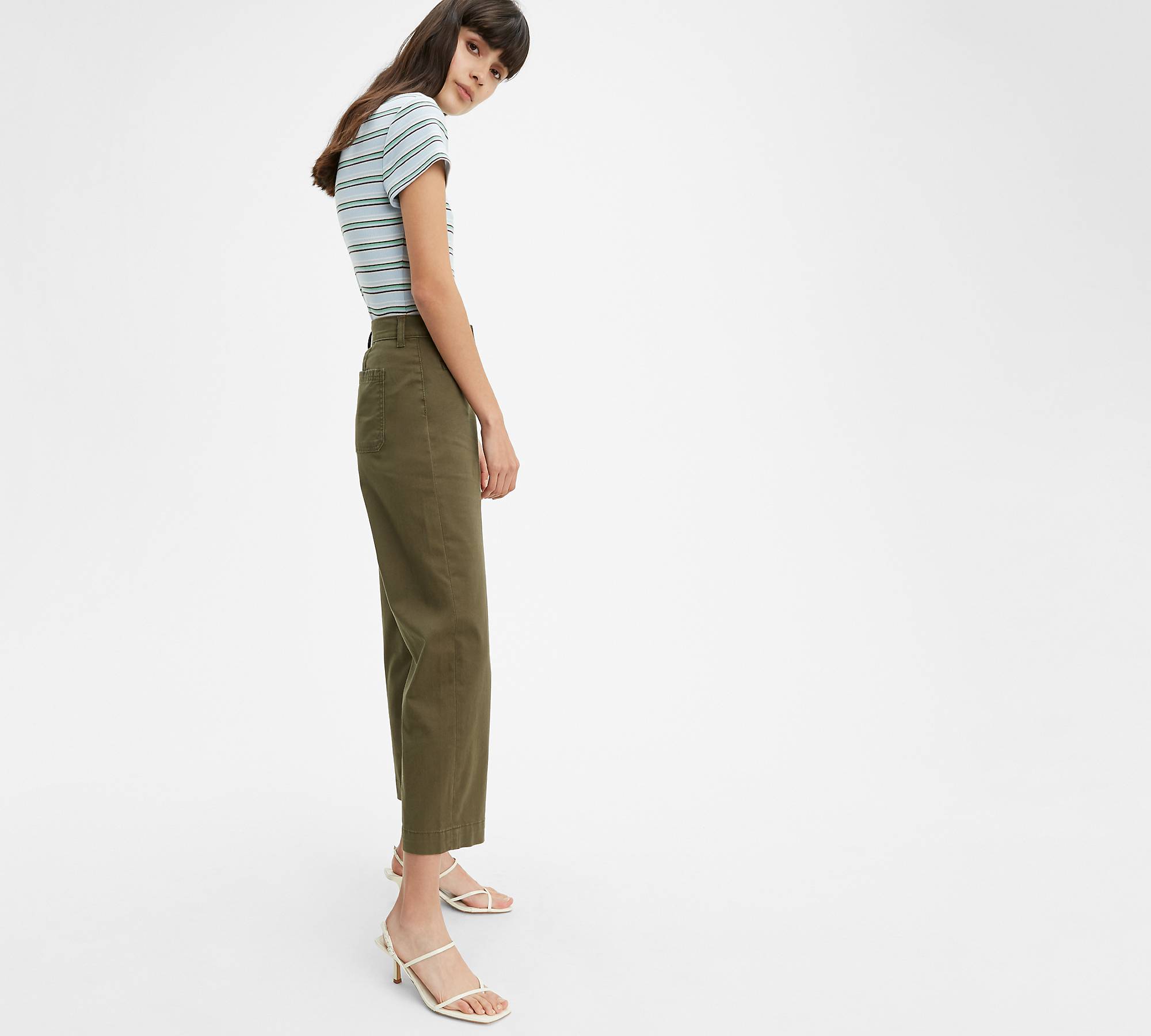 Ribcage Wide Leg Cropped Women's Pants - Green | Levi's® US