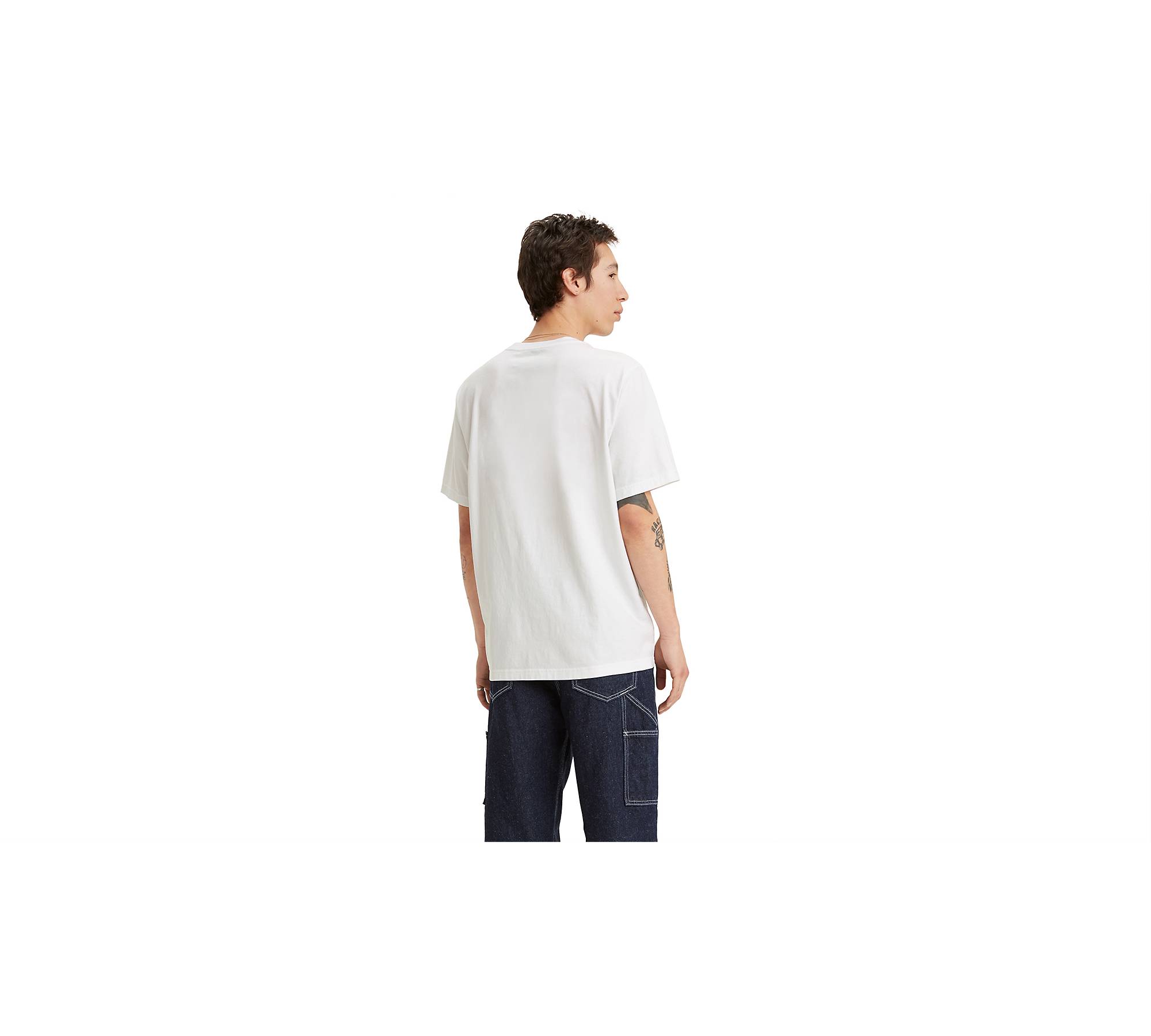 T-shirt blanc en coton uni coupe droite col rond LEVI'S® - CCV Mode