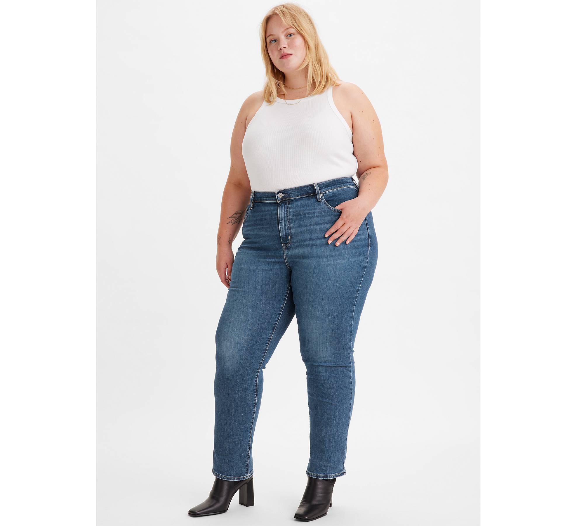 724™ High Rise Straight Jeans (plus Size) - Blue | Levi's® BE