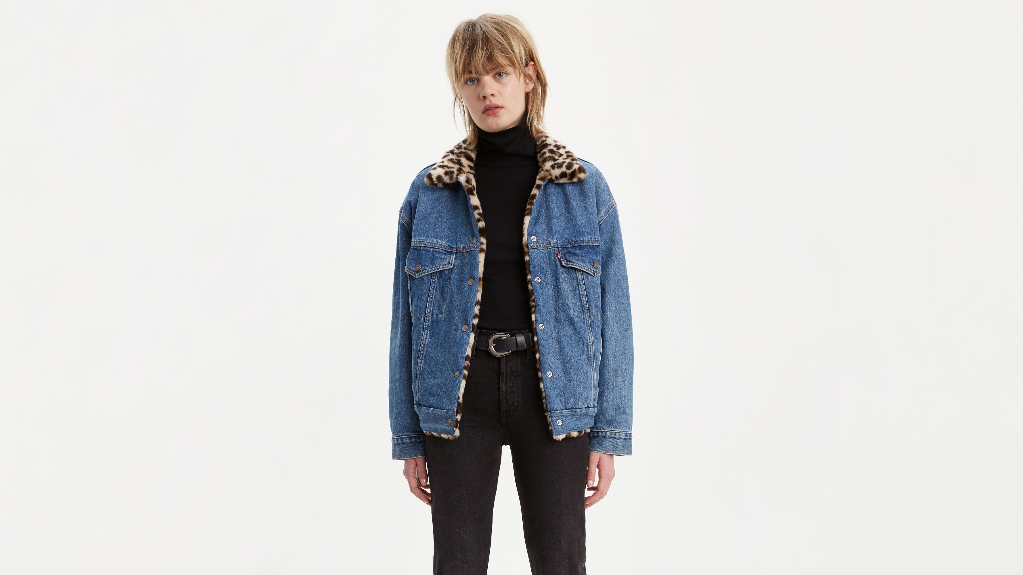 levi's leopard print denim jacket