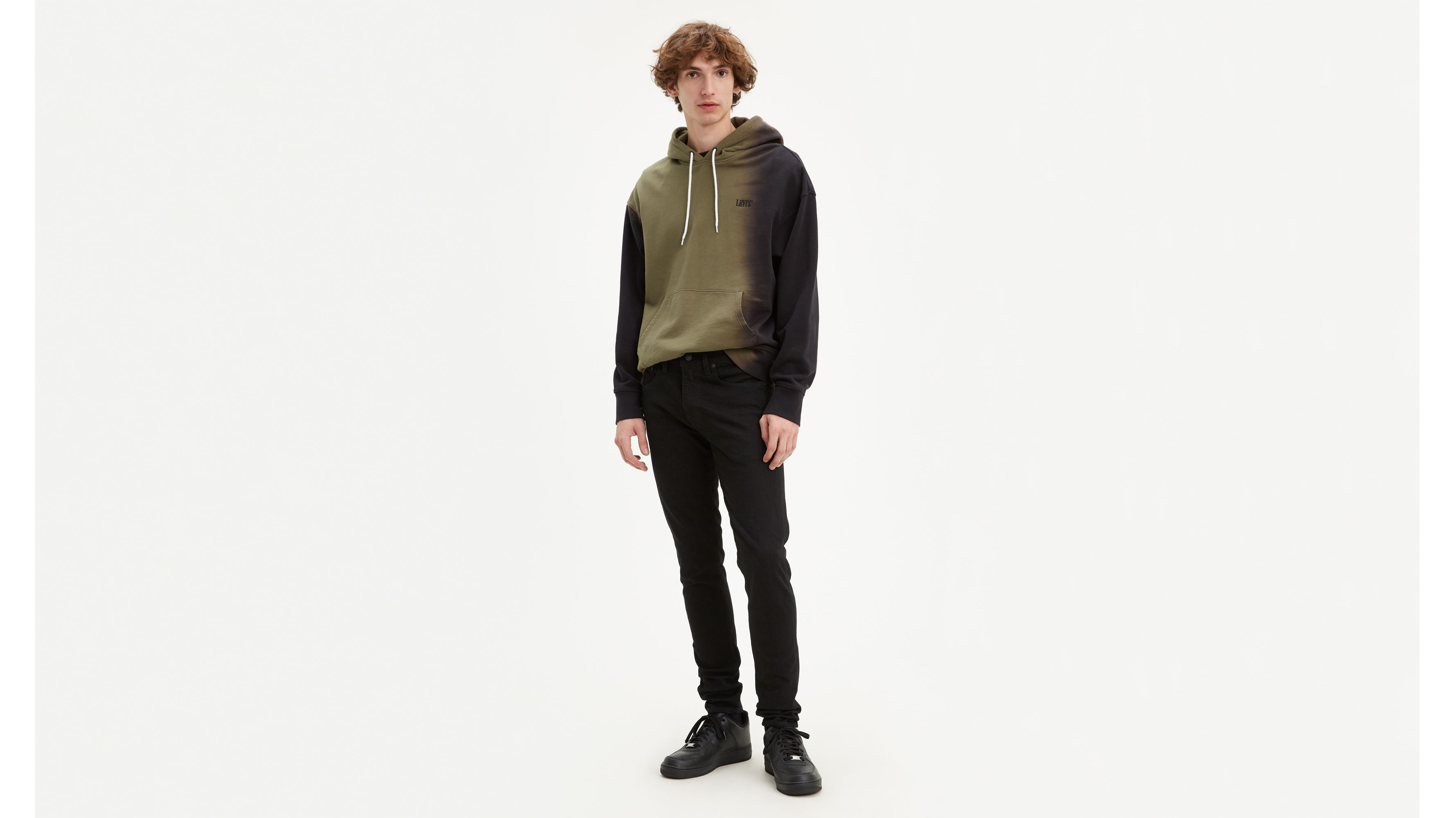 black skinny tapered jeans