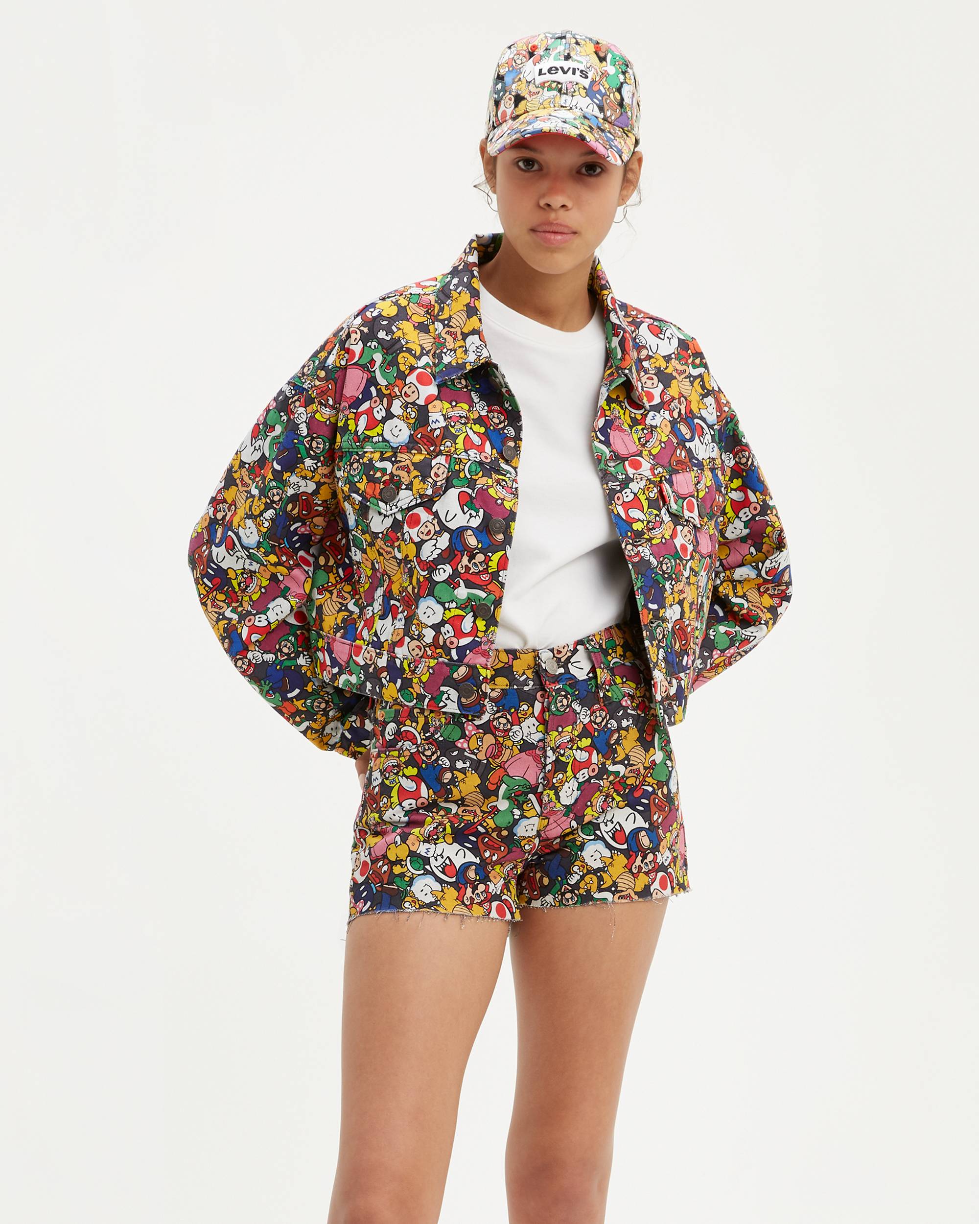 Levi's® X Super Mario Cropped Dad Trucker Jacket - Multi Levi's® X Super Mario Cropped Dad Trucker Jacket - Multi