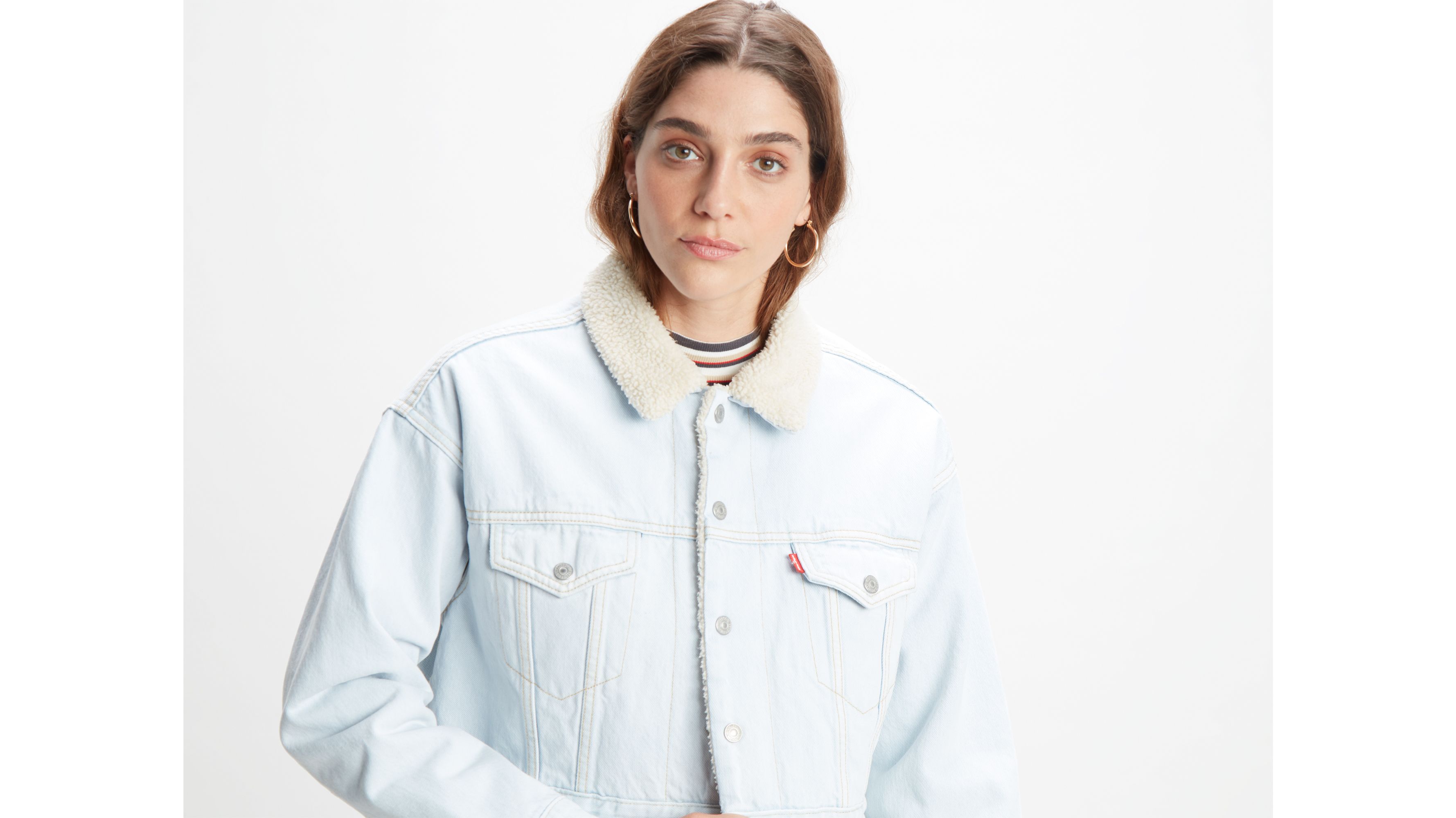 levi's cropped sherpa trucker jacket