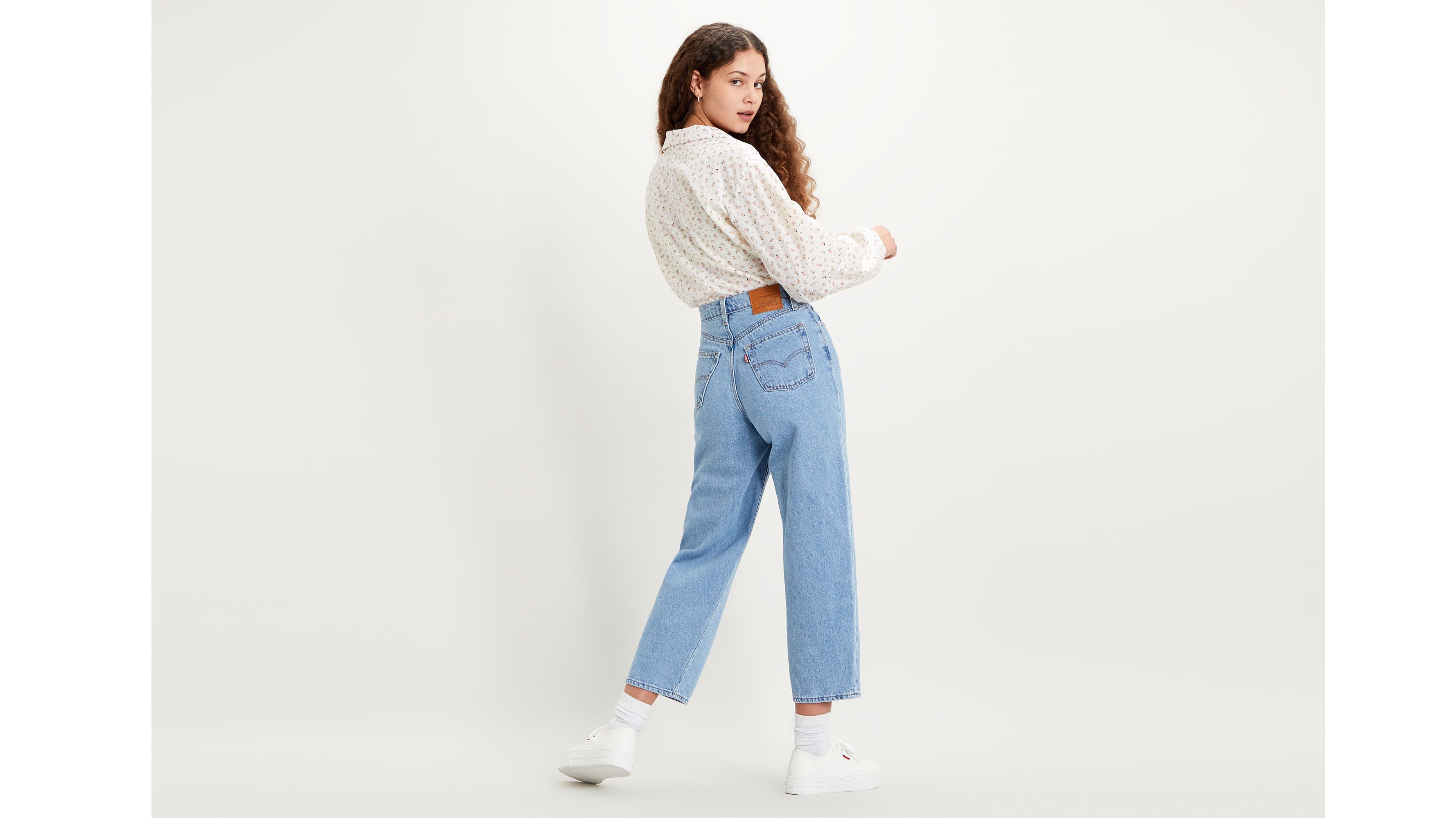 Balloon Leg Cottonzed Hemp Women's Jeans - Light Wash