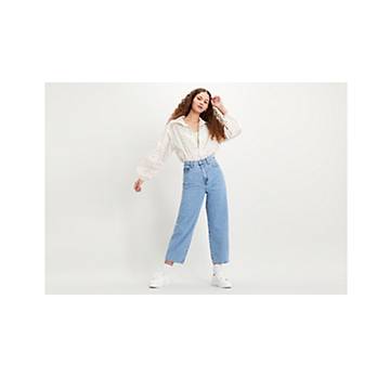 Organic cotton elastic-waist barrel jean, Taikan, Women's Jeans Online