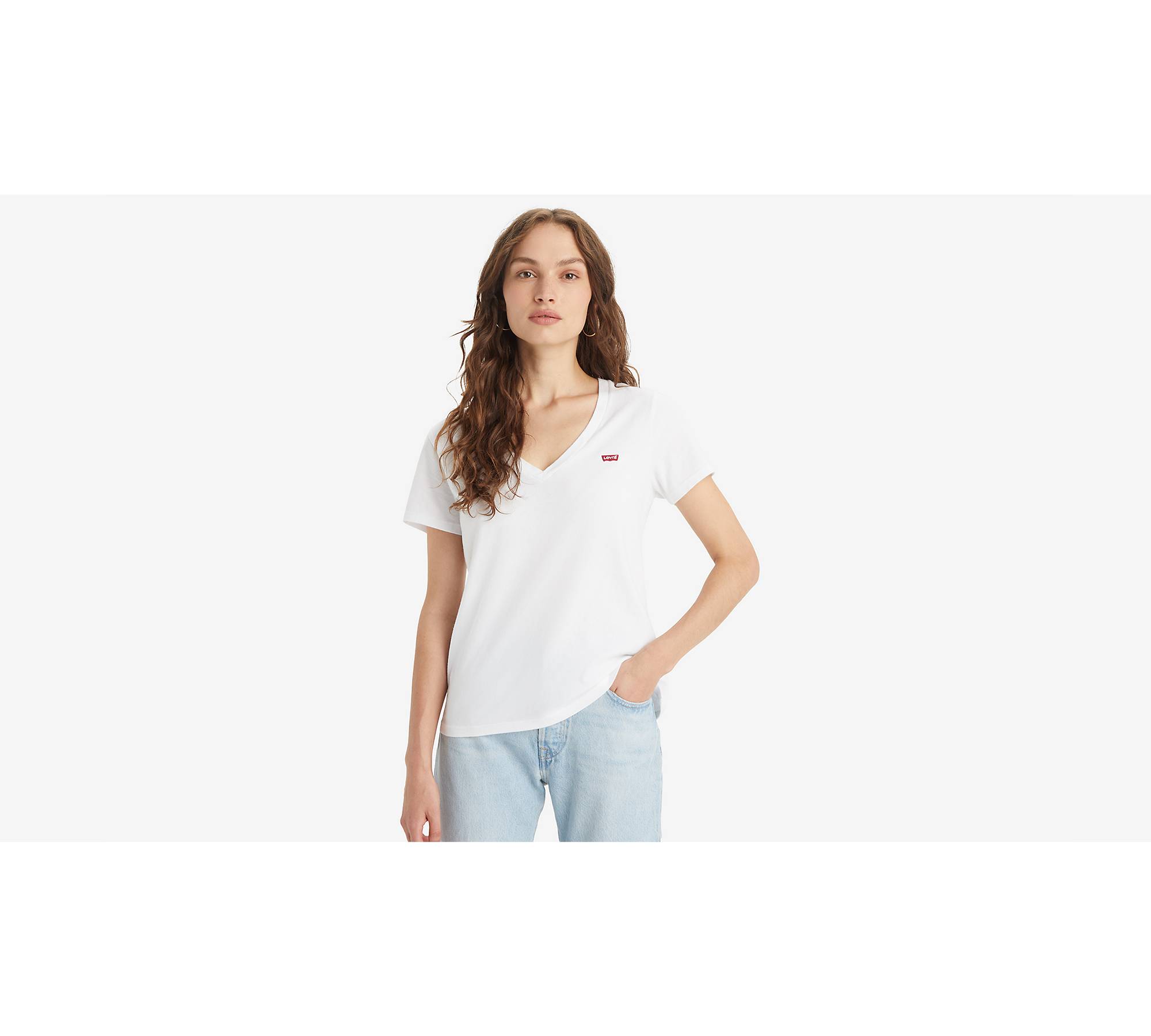 T-shirt Col V - Blanc