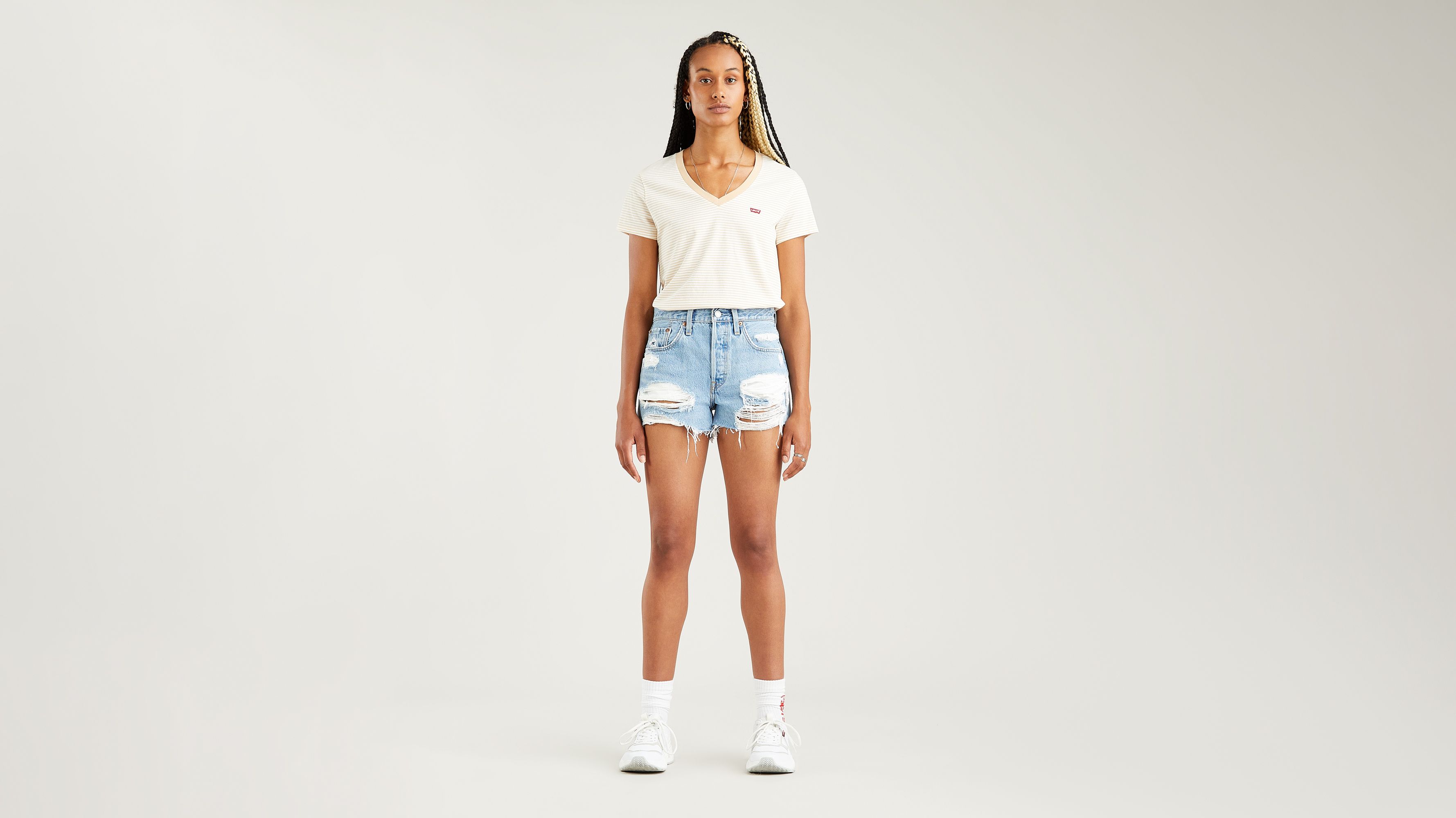 long denim shorts levis