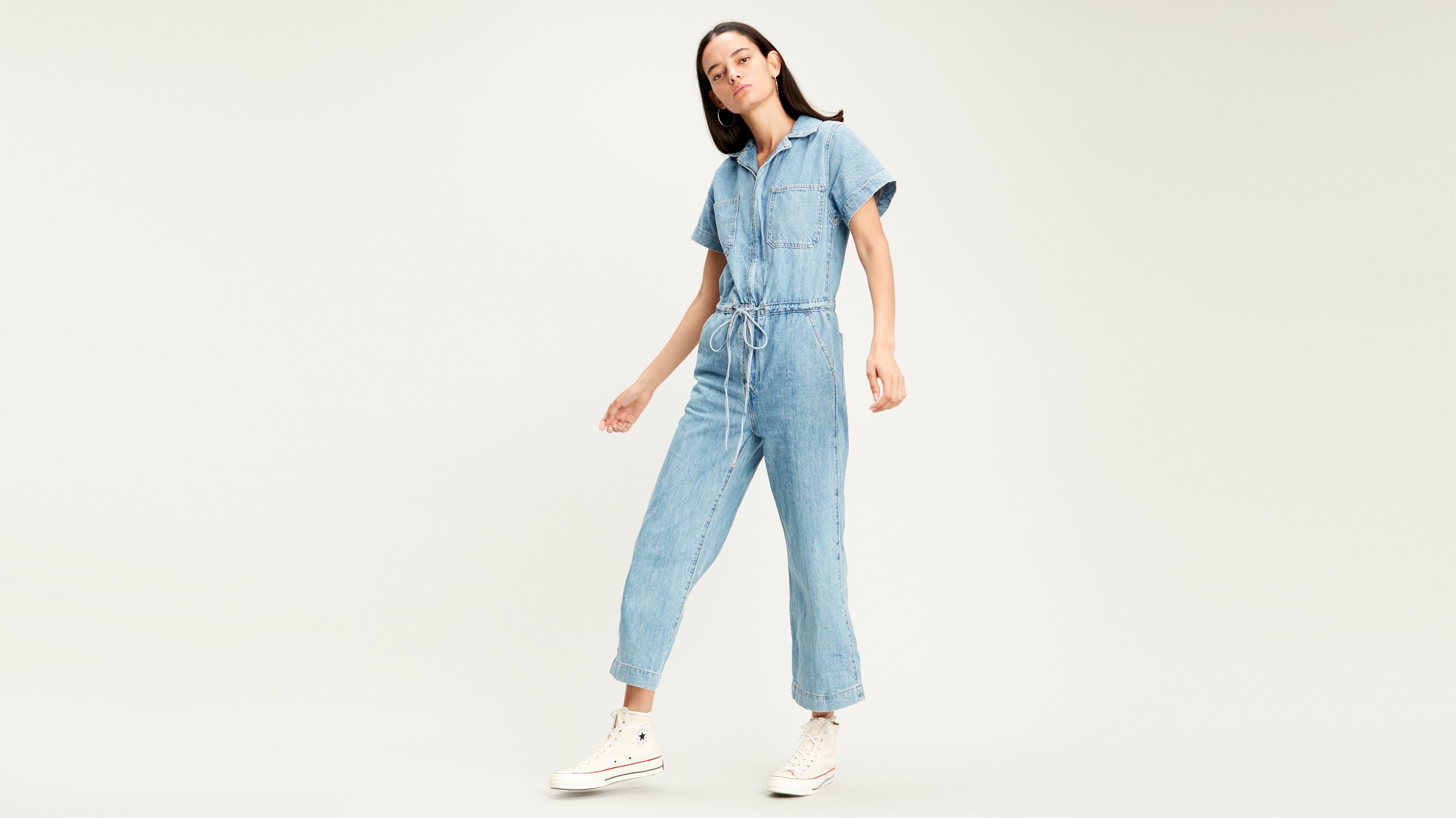 levi's tapered denim jumpsuit